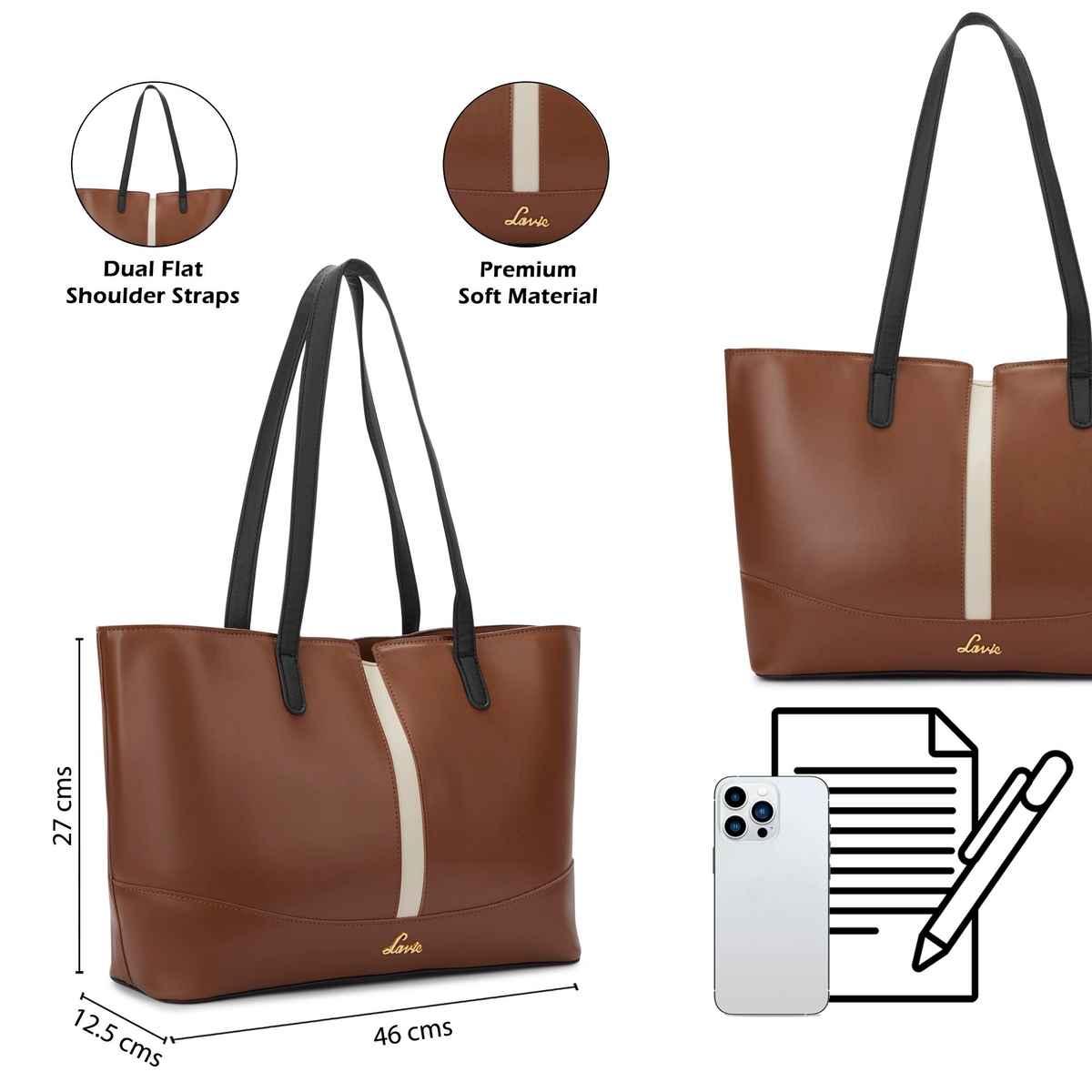 Lavie Women's Lyla Colourblock Tote Handbag | Ladies purse | Shoulder Bag | Tan