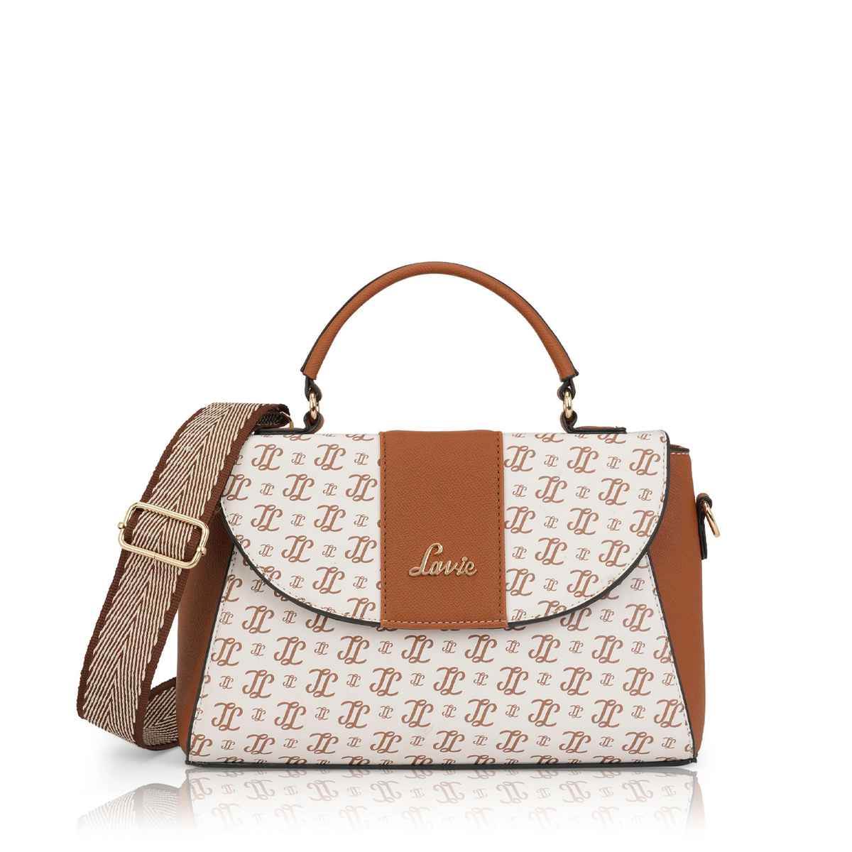 Lavie Women's Mono LL Becky Flap Satchel Handbag | Offwhite