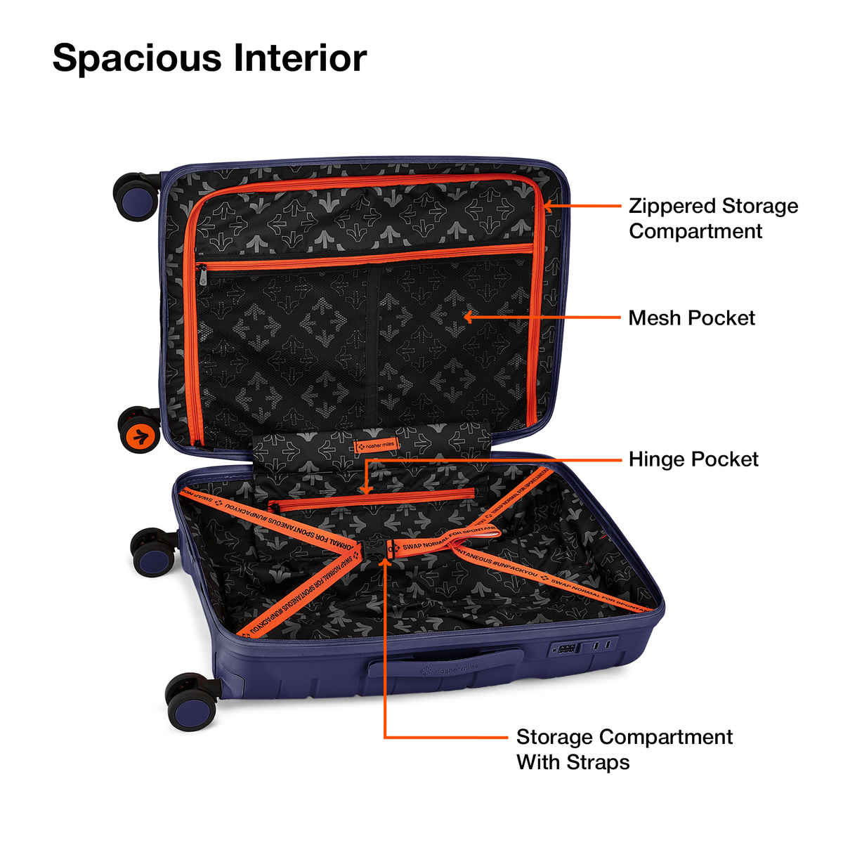 Nasher Miles Paris Check-In Hard Sided Polypropylene 24 Inch|65 cm Trolley Bag - Navy Blue