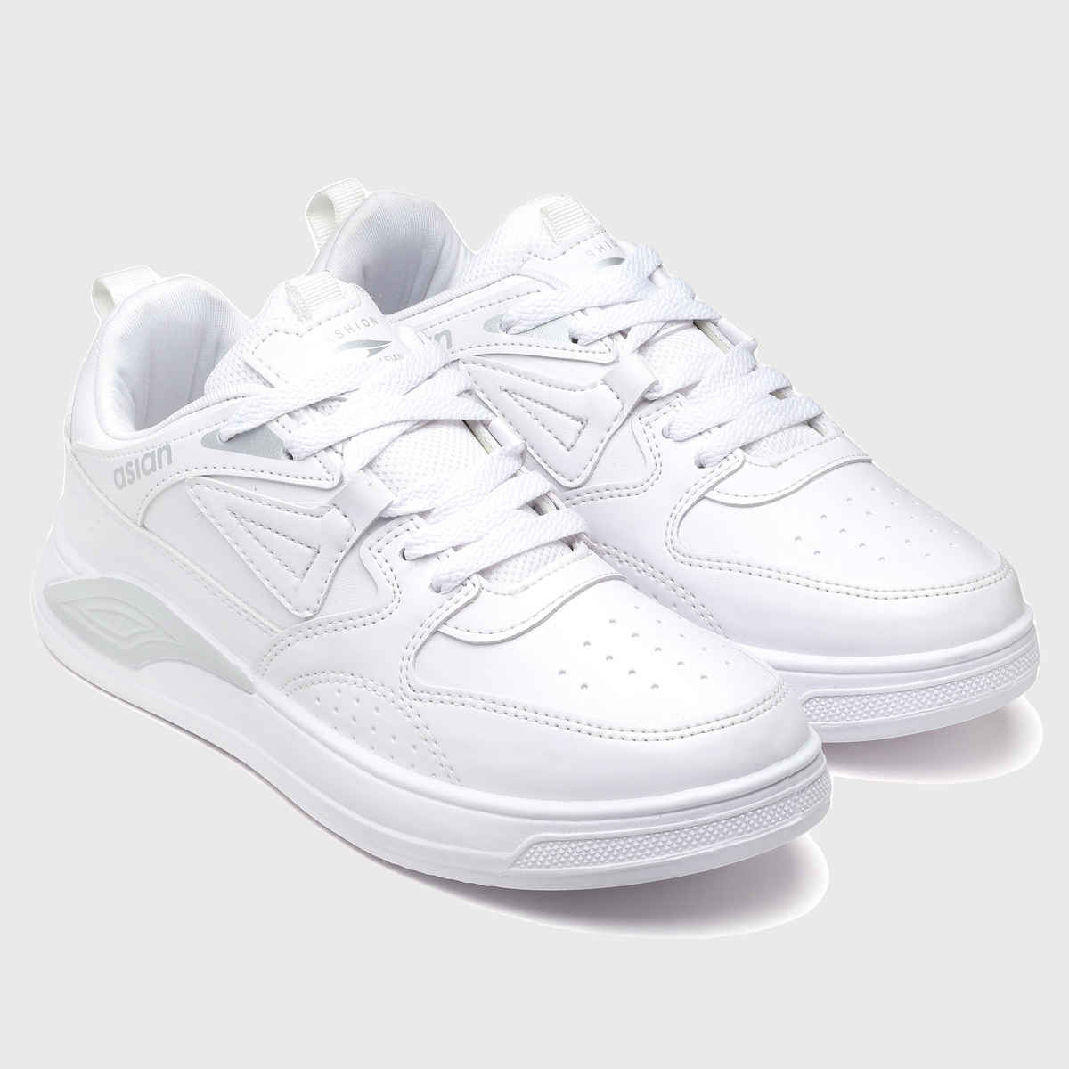 Asian Men s Moscow-01 Full White Sneakers | UK-8