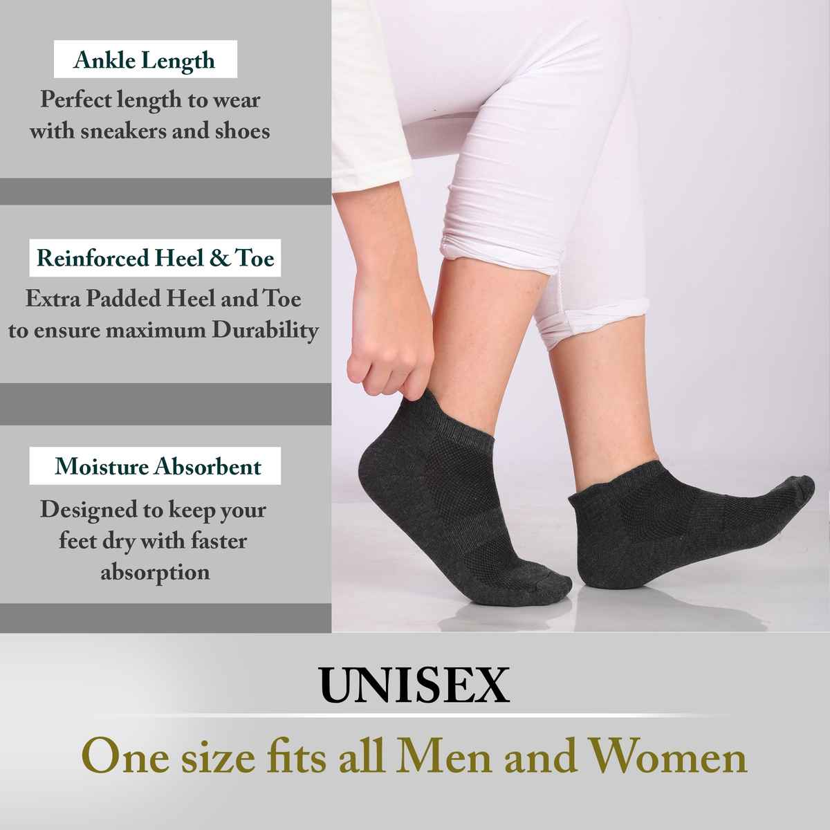 Sjeware Unisex Solid Cotton, Elastane, and Polyester Ankle Socks | Assorted - One Size