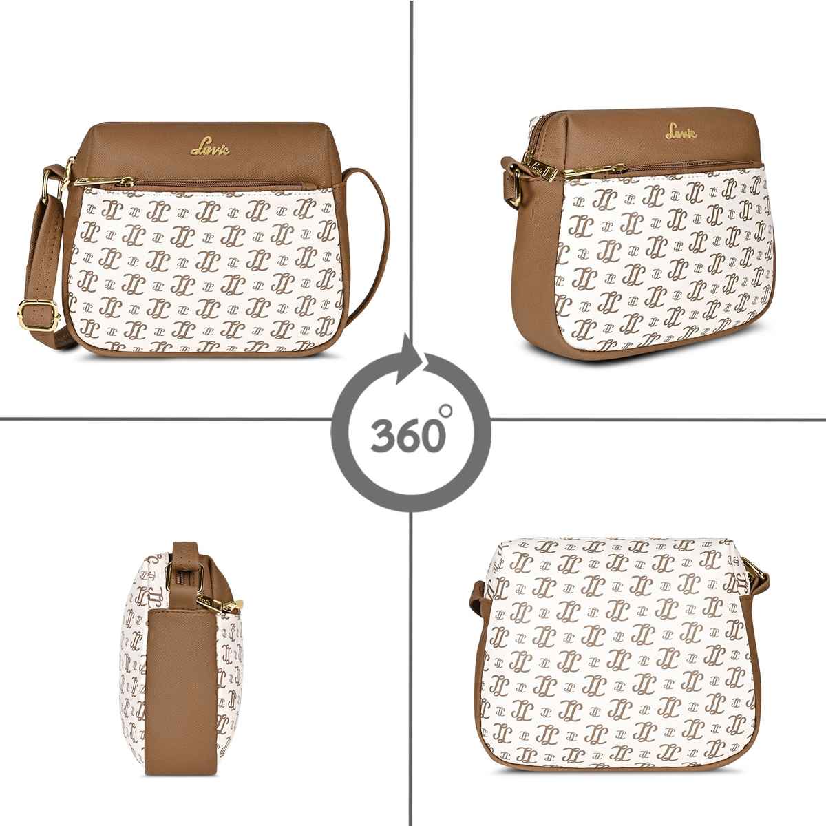 Lavie Women's Mono Ll Farah Crossbody Sling Bag | Ladies Purse Handbag | Off White