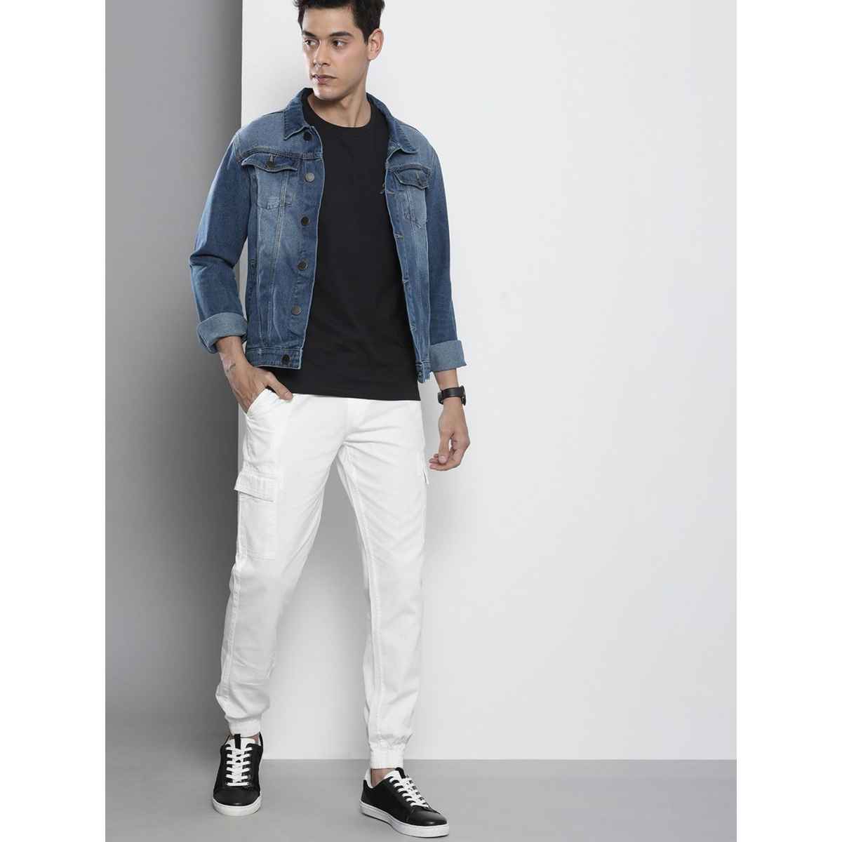 The Indian Garage Co Men's Regular Fit Solid Casual Trouser | White - 34