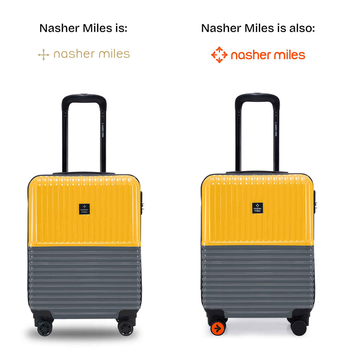 Nasher Miles Unisex Striped ABS and PC 47 L Cabin Luggage | Grey and Yellow - S