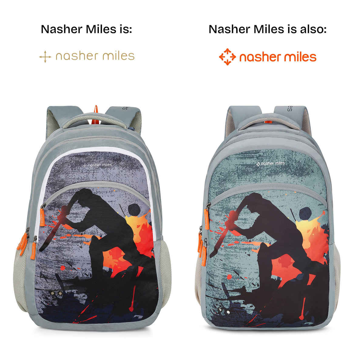 Nasher Miles Cricket Backpack- Unisex- 3 Compartment Casual College Bag- Grey- 45L