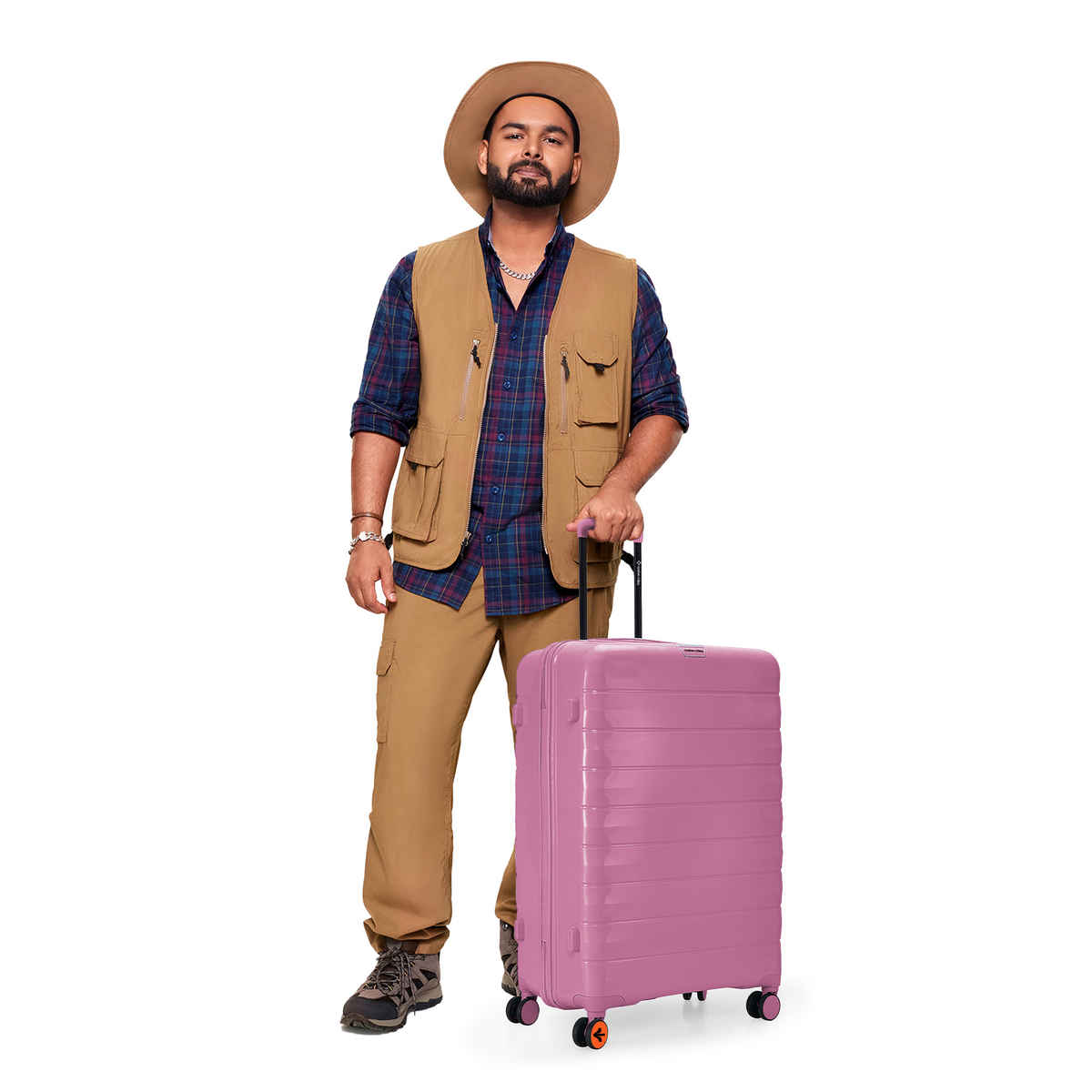 Nasher Miles Vienna Check-In Hardside Polypropylene 28 Inch-75 cm Trolley Bag- Pink