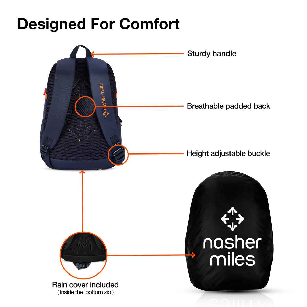 Nasher Miles Engineering Polyester Laptop Backpack with Rain cover | Yellow - 36 L