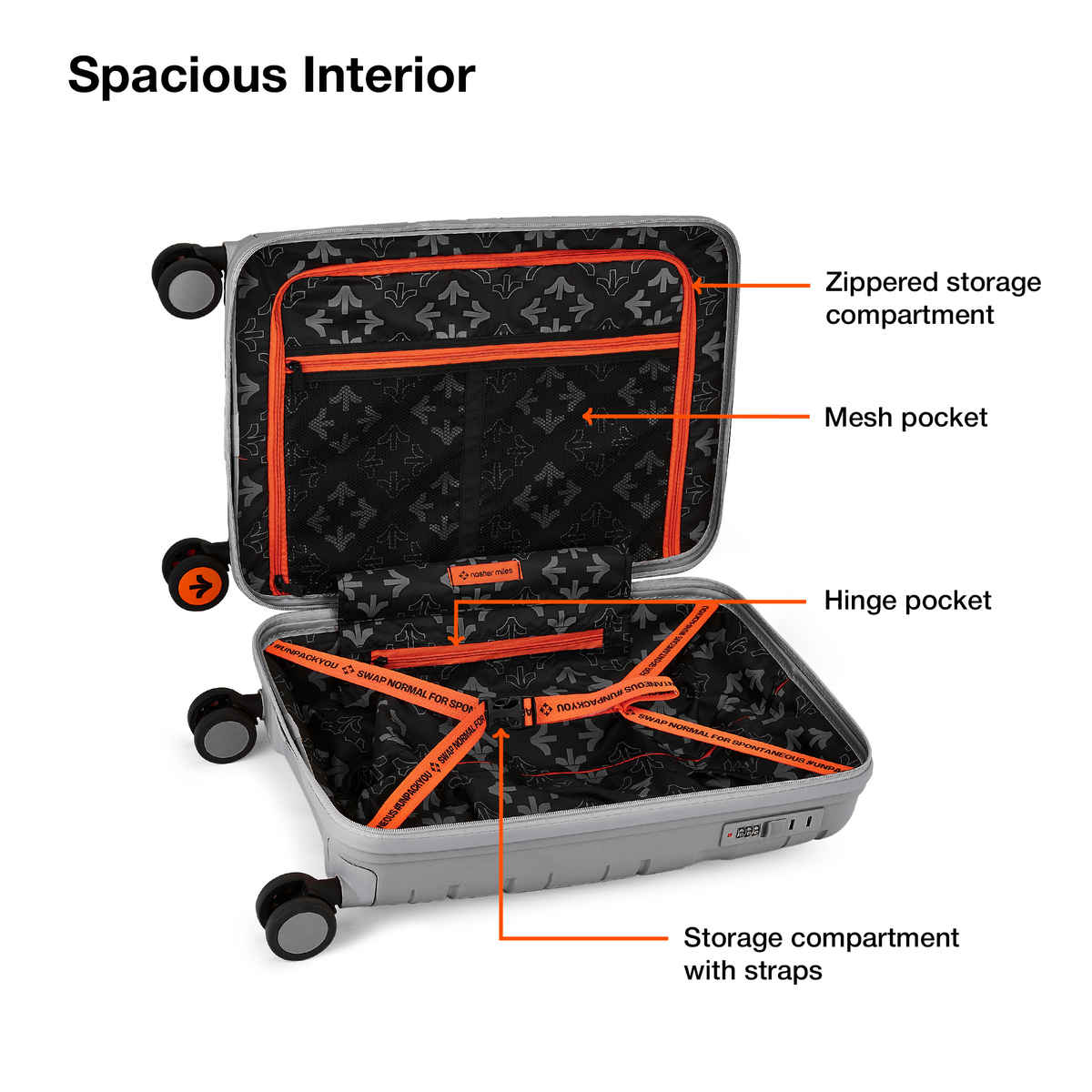 Nasher Miles Paris Cabin Hard Sided Polypropylene 20 Inch|55 cm Trolley Bag - Grey