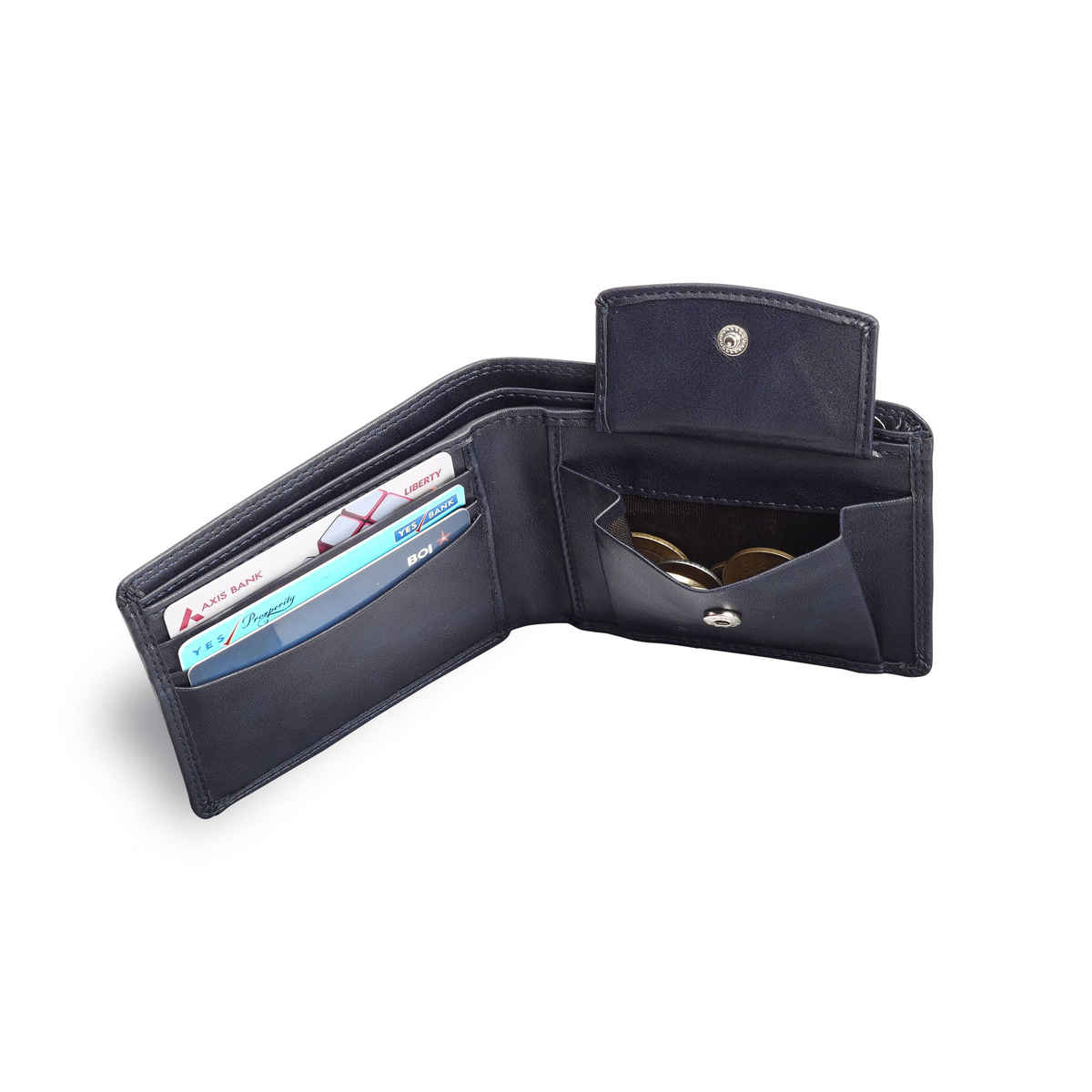 Lavie Sport Men's Solid Faux Leather Bi-Fold Wallet | Navy | (12 x 1.6 x 9 cm)