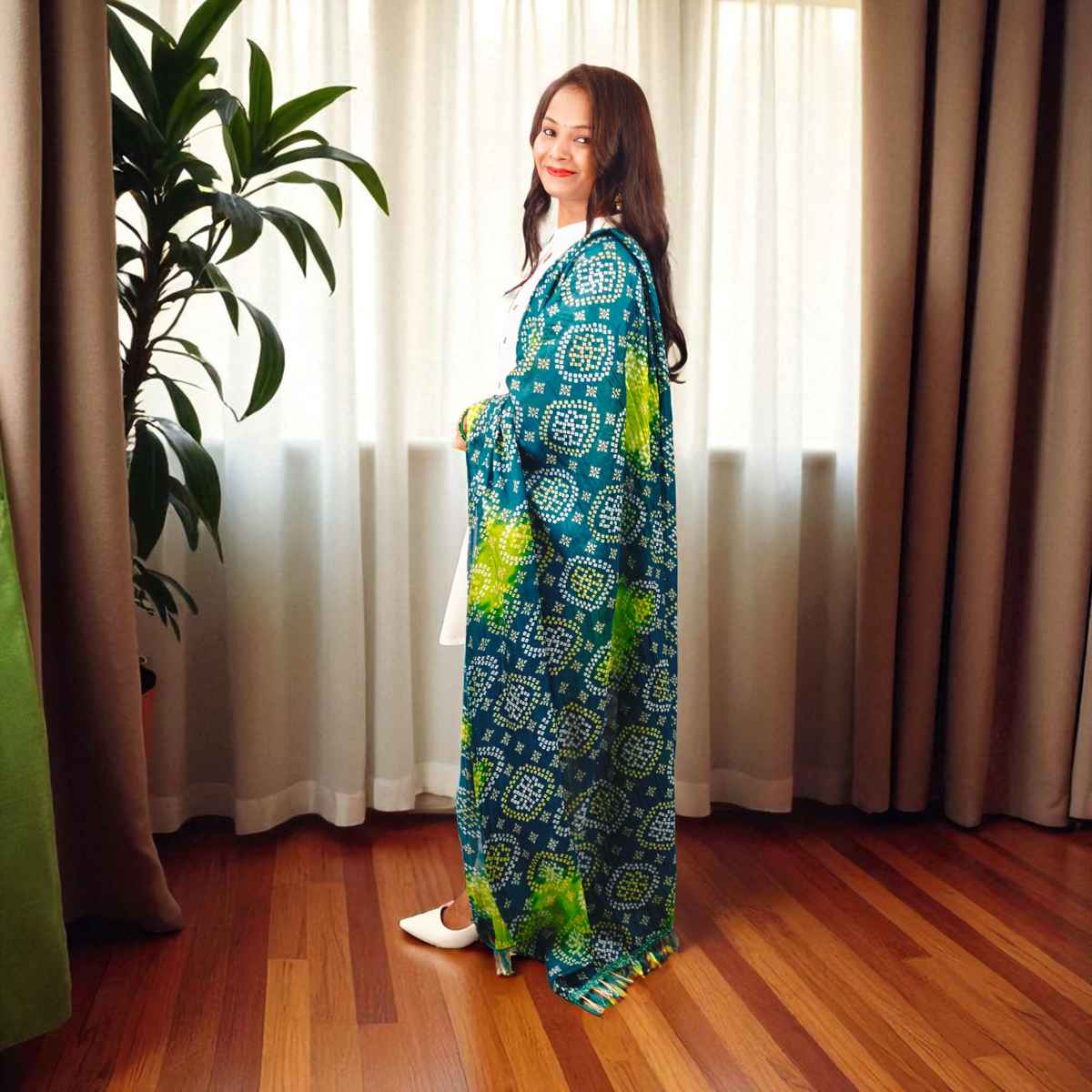 Light Blue Bandhini Dupatta | House of Festivals