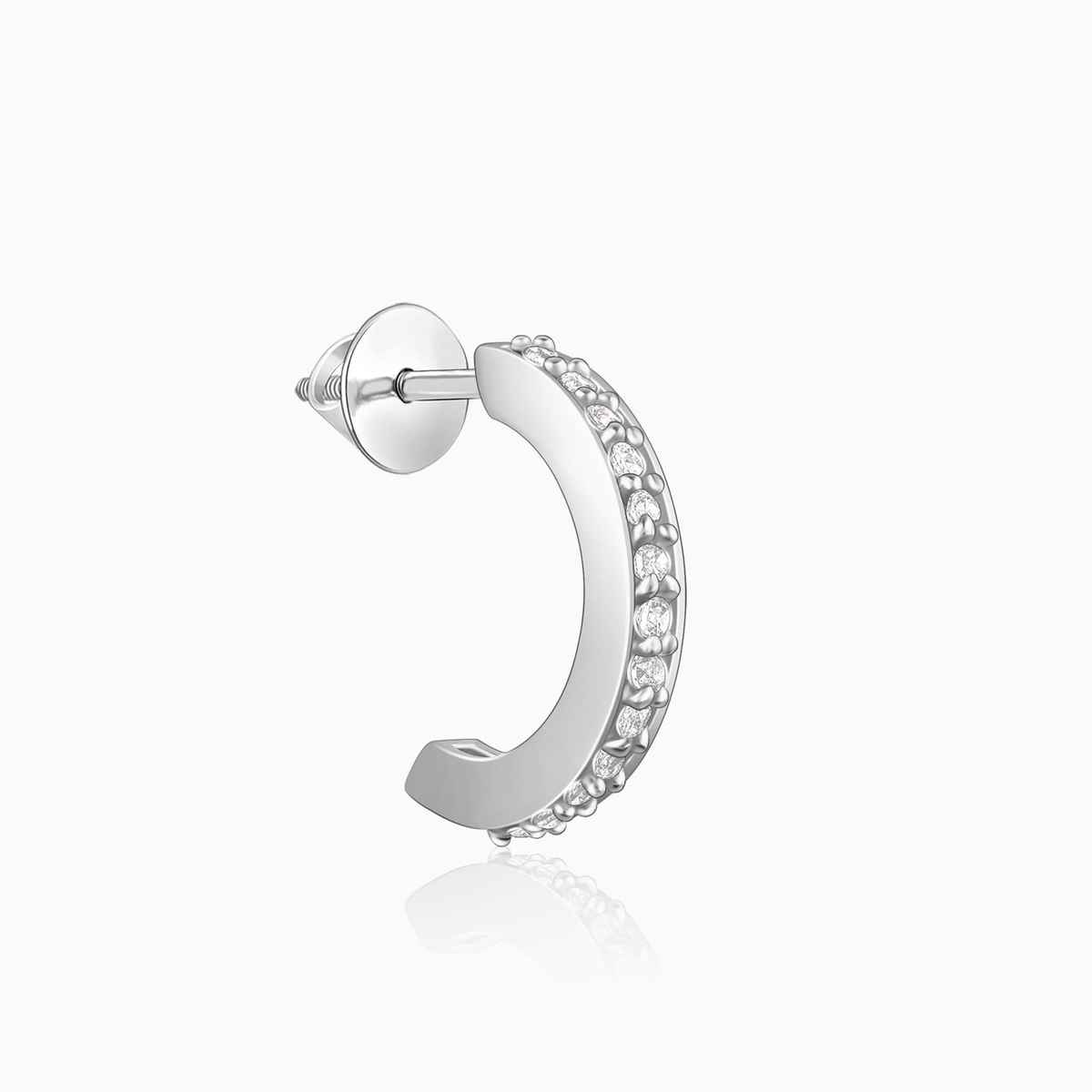Giva Silver Zircon Shining Hoop Huggies Earrings