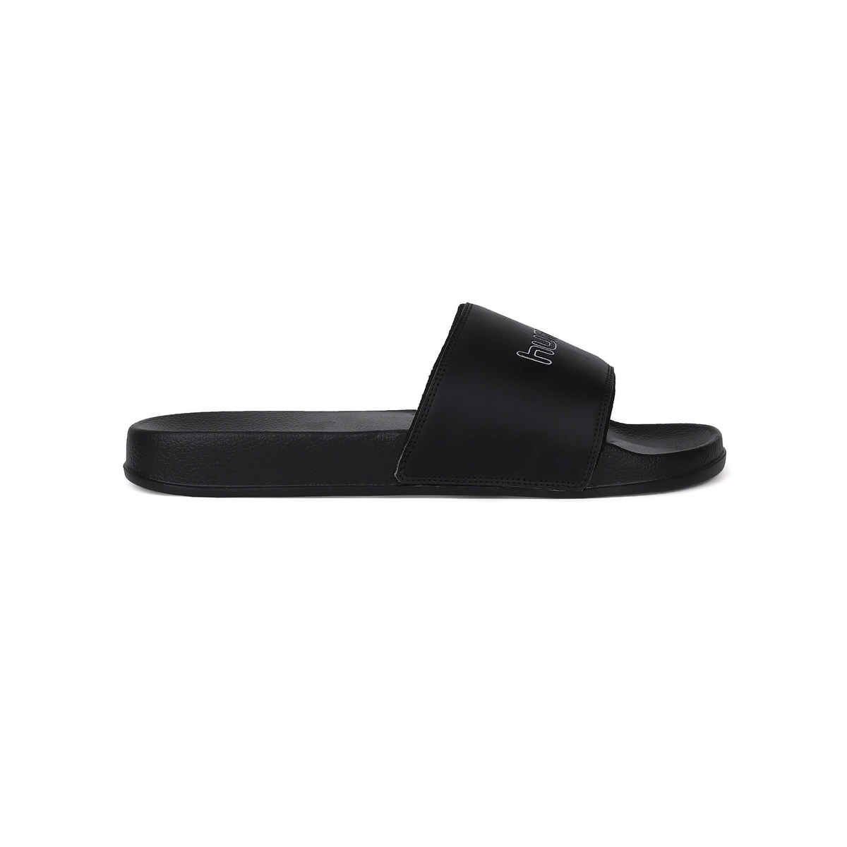 hummel Classic lightweight slides for Men with Cushioned Sole and Arch Support | Black | 6