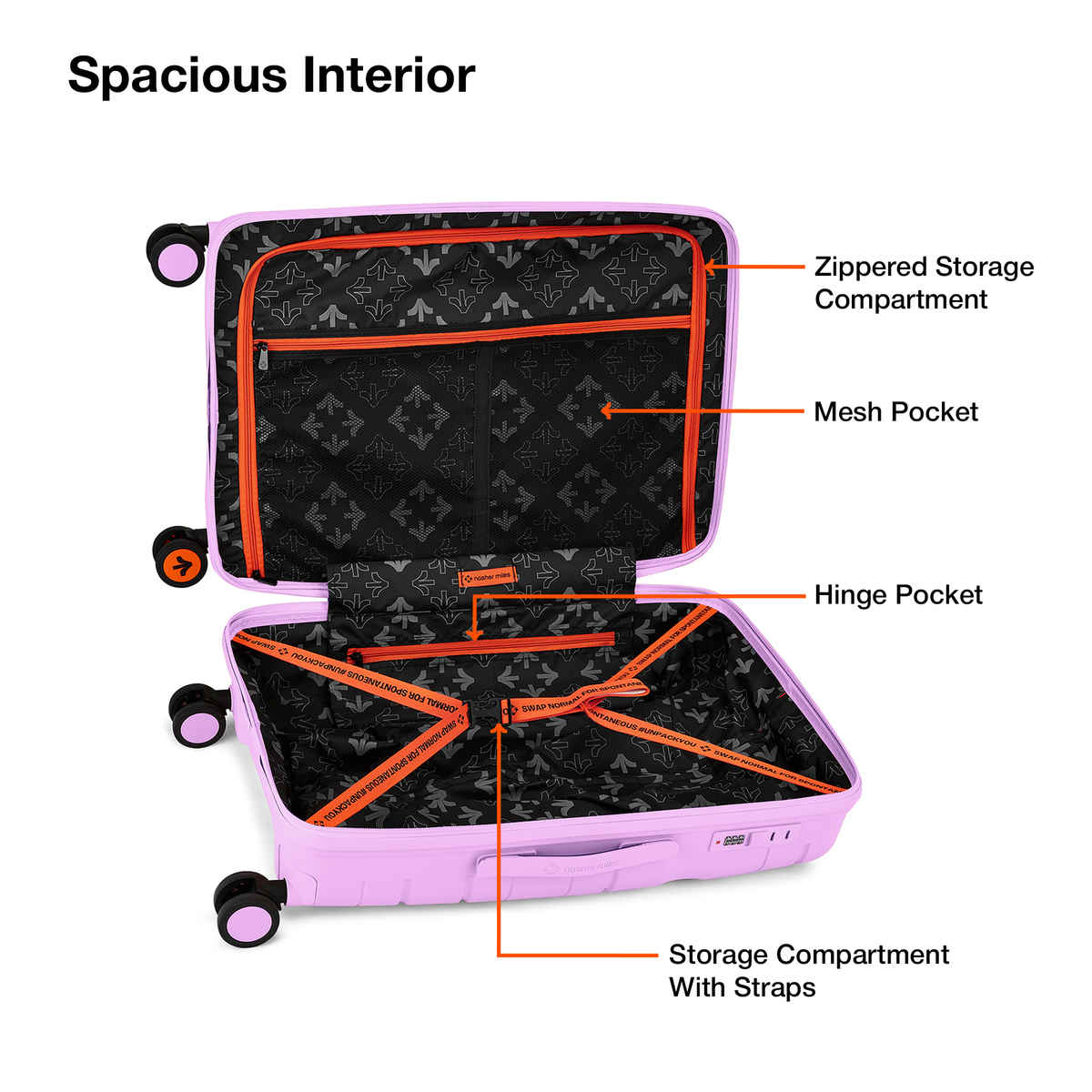 Nasher Miles Paris Check-In Hard Sided Polypropylene 24 Inch|65 cm Trolley Bag - Purple