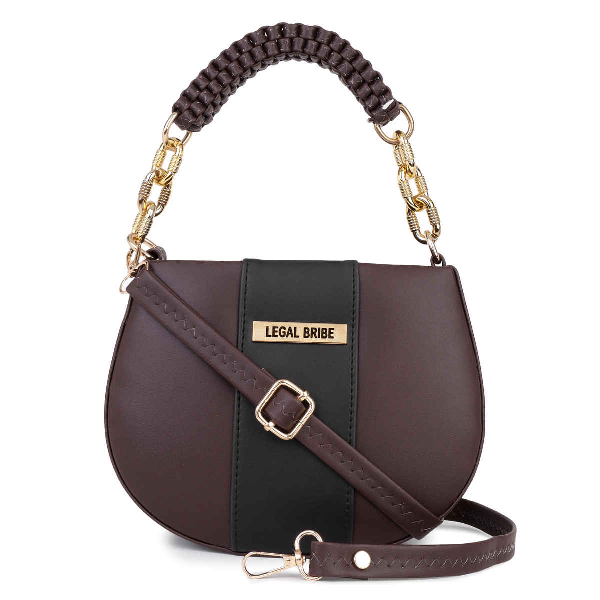 Legal Bribe Women'S Knitted Handle Sling Bag  Brown (1pc) & Beautynx Cute Teddy Love Jewellery Box (1pc) Combo