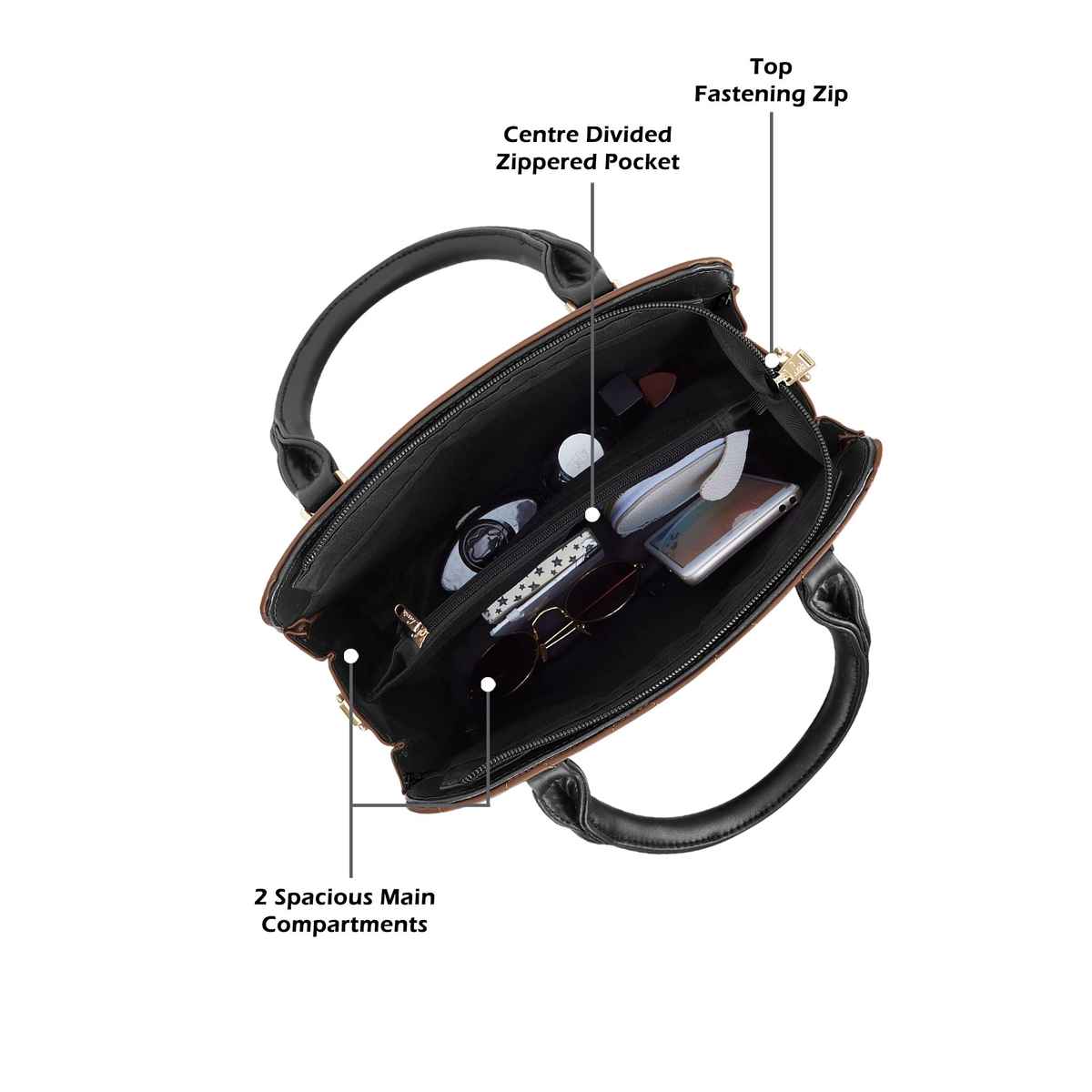 Lavie Womens Quilt Joanna Small Satchel Handbag D Tan