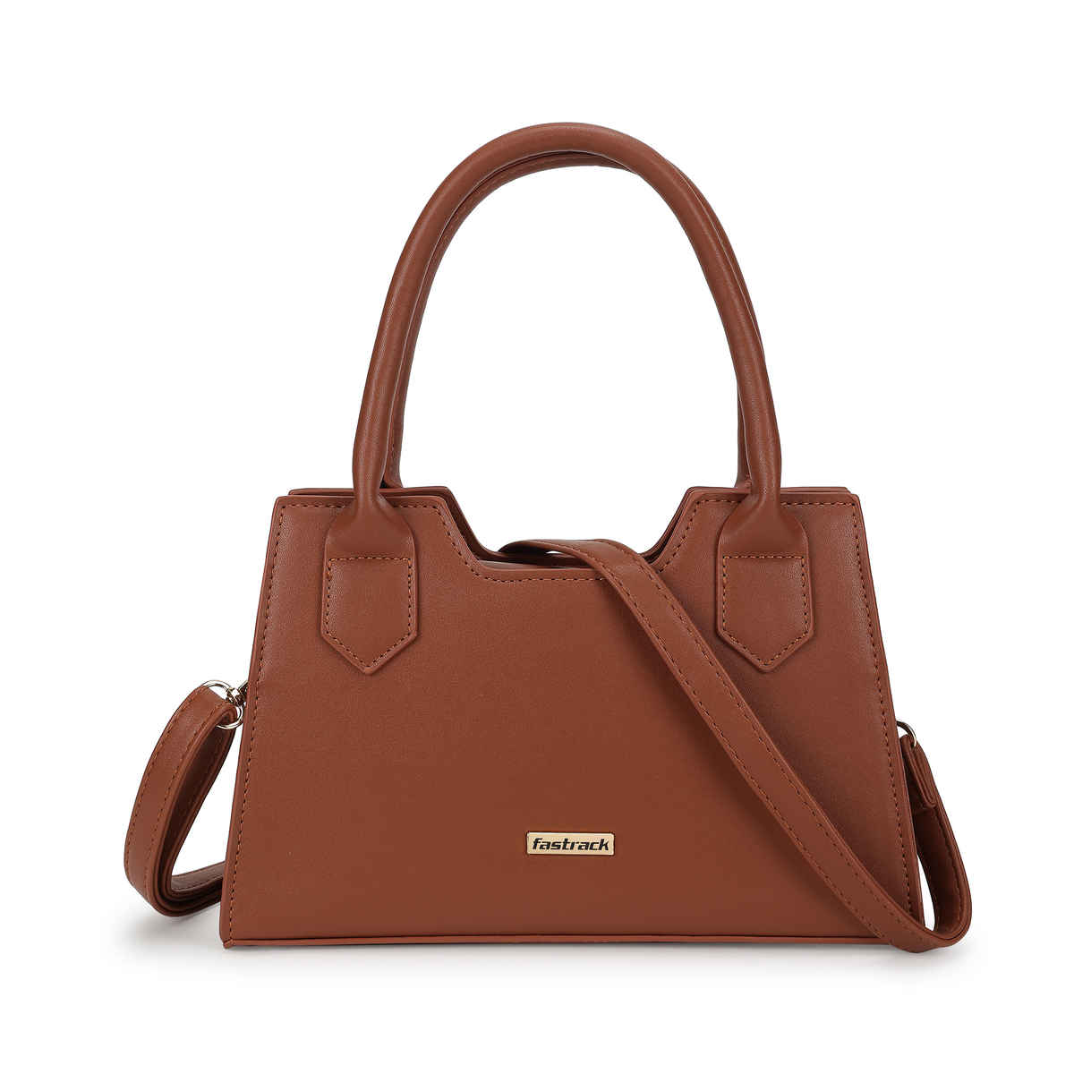Fastrack PU Structured Solid Sling Bag for Women | Brown