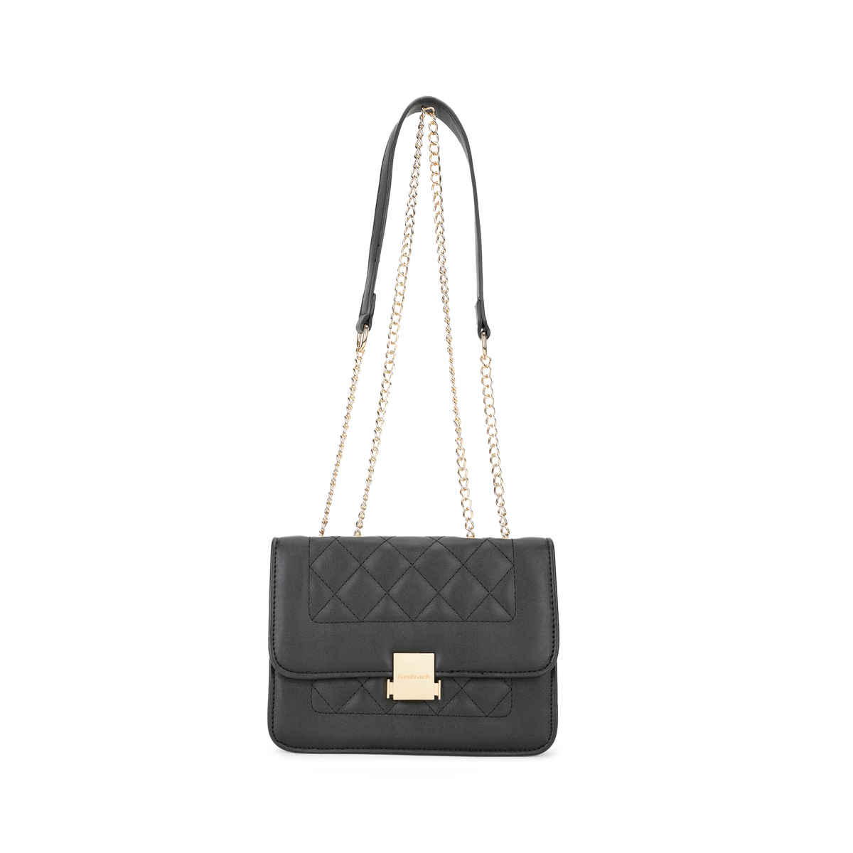 Fastrack Structured Quilted Sling Bag for Women | Black