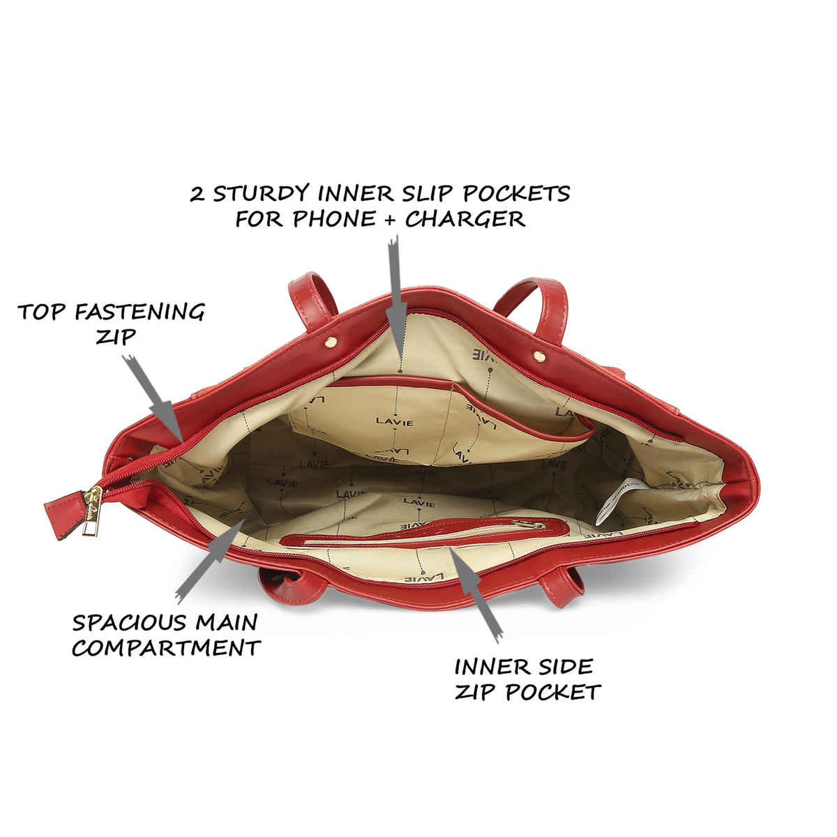 Lavie Women's Malgana Large Tote Handbag | Red