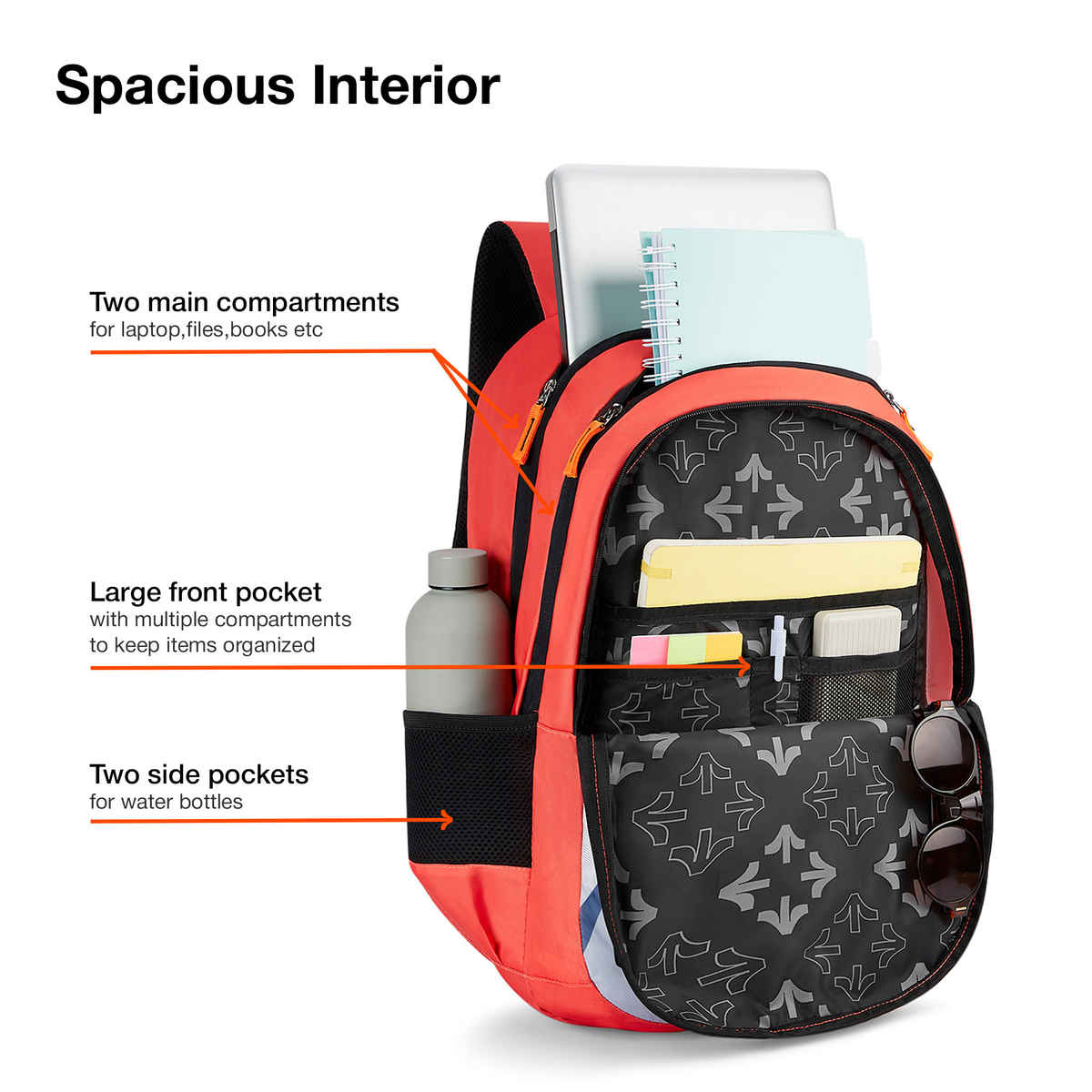 Nasher Miles Modern Polyester Laptop Backpack with Raincover & Front Organiser | Red - 45 L