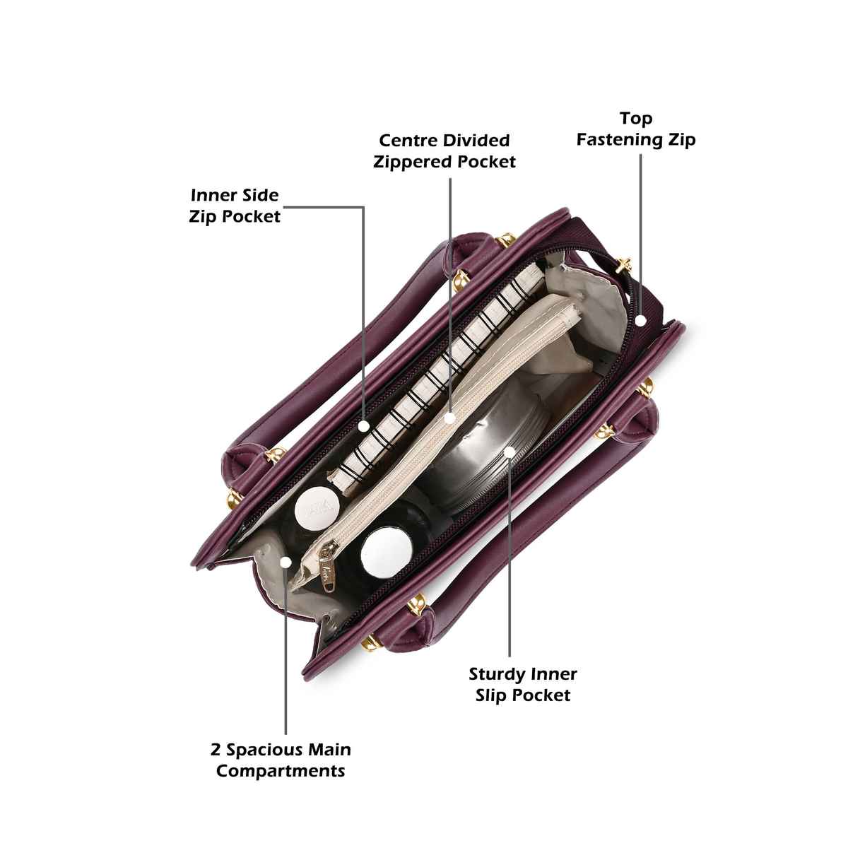 Lavie Women's Ushawu Small Satchel Handbag | Ladies purse | Shoulder Bag | Maroon