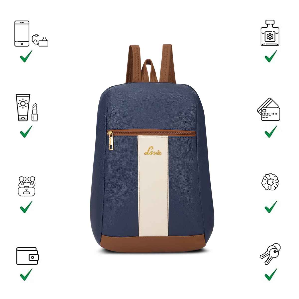 Lavie Women's Colourblock Cobie Fashion Backpack for | Shoulder Bag | Navy