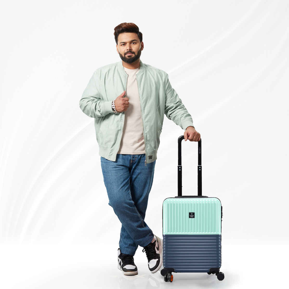 Nasher Miles Unisex Polycarbonate 47 L Hardside Luggage | Dark Blue and Teal - S