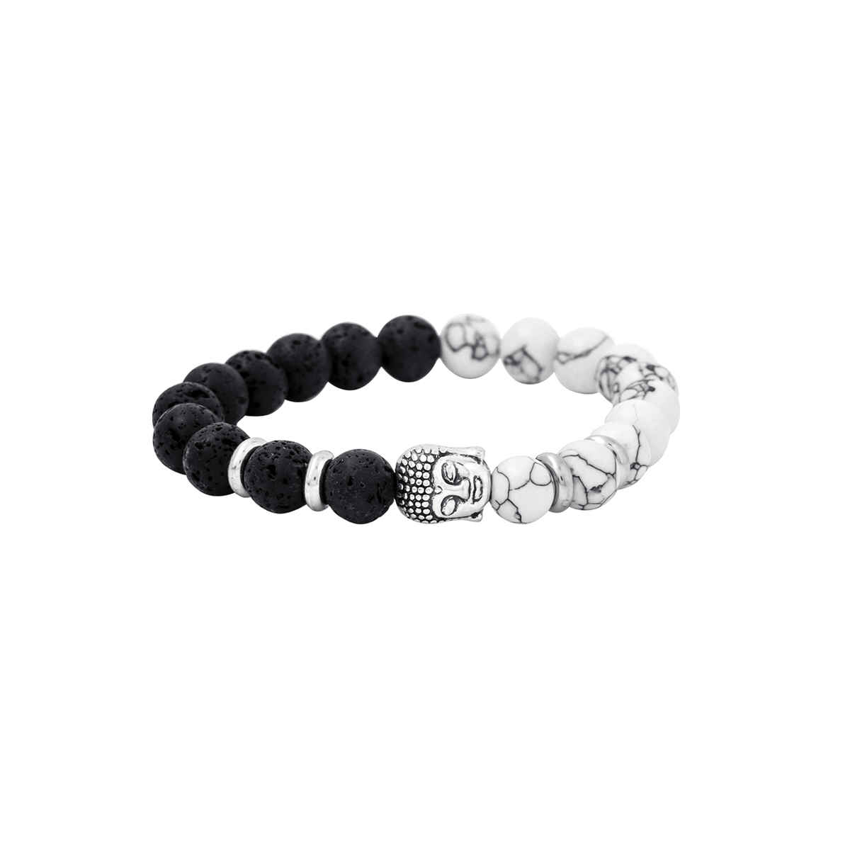 Yellow Chimes Stretchable Buddha Beads Bracelet for Men