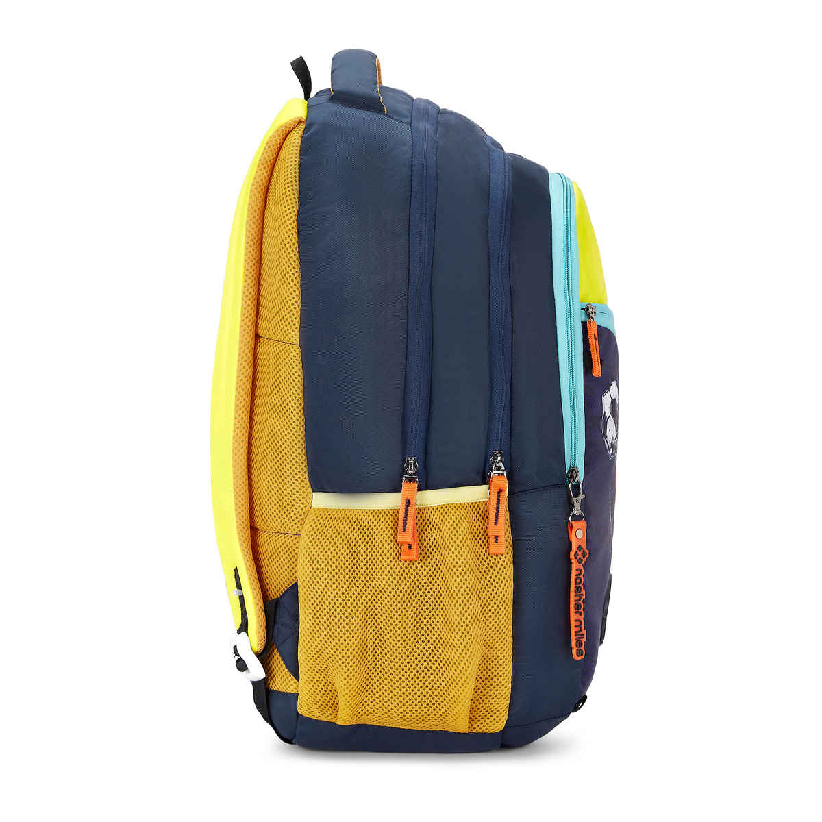 Nasher Miles Football Strike Backpack- Unisex- 3 Compartment College Bag- Navy Blue- 45L