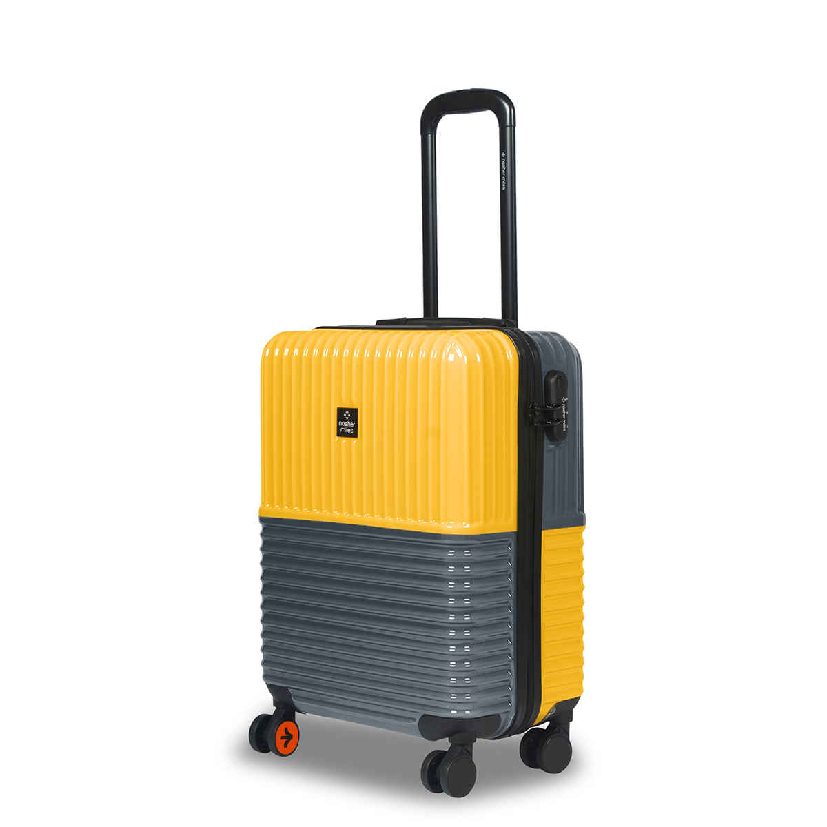 Nasher Miles Unisex Striped ABS and PC 47 L Cabin Luggage | Grey and Yellow - S