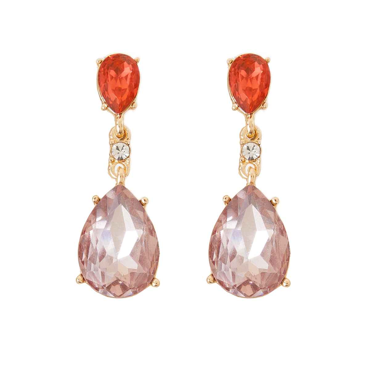 Accessorize London Women's Orange Teardrop Large Gem Short Drop Earring - Orange