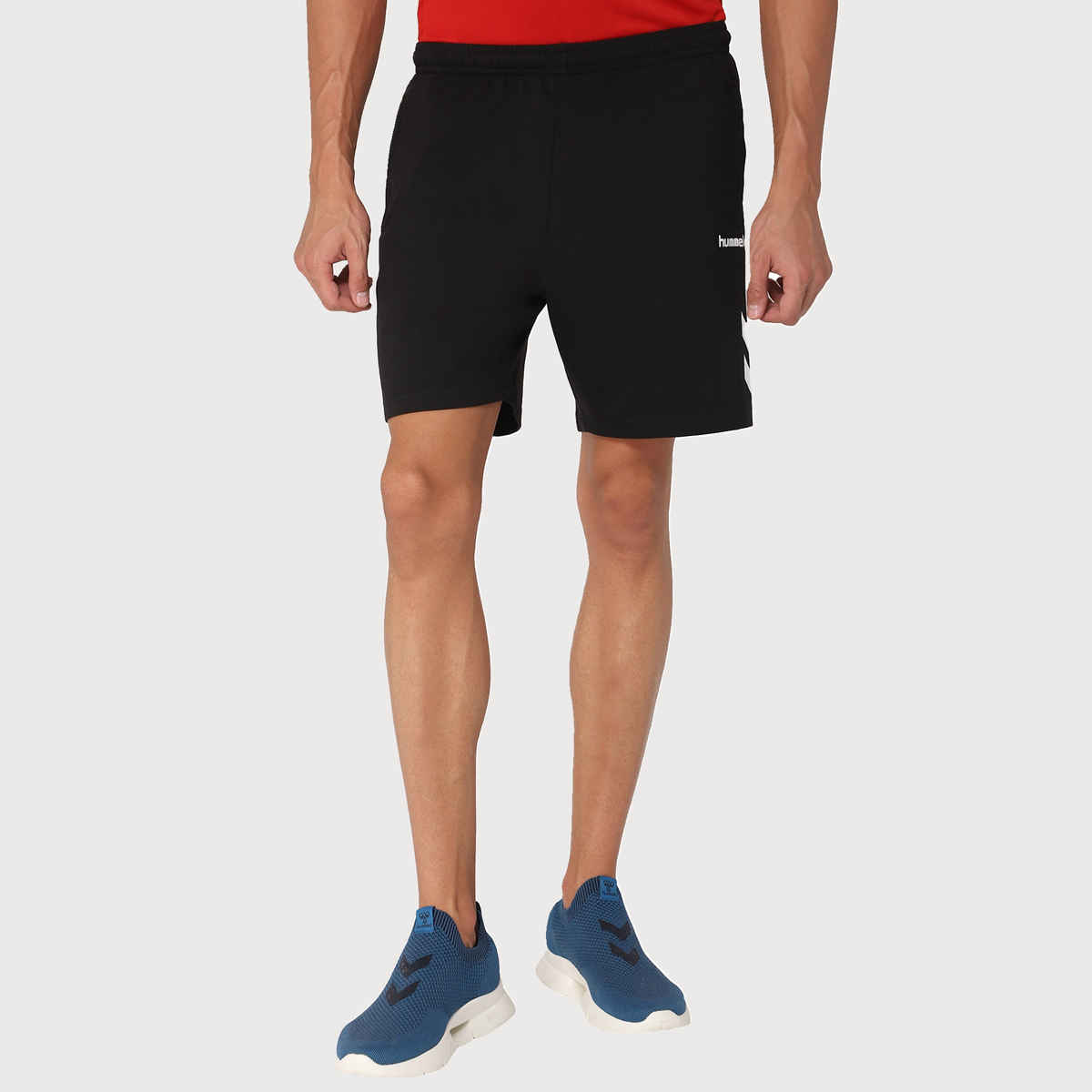 hummel Men's Ray Solid Regular Fit Cotton Poly Shorts with Zipper Pockets | Black - S