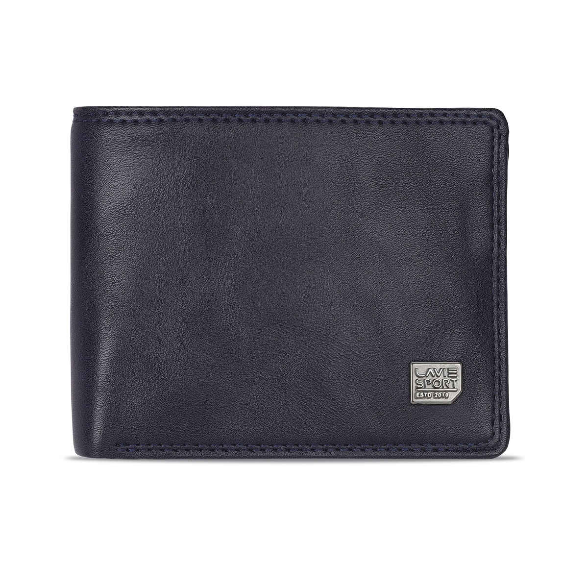 Lavie Sport Men's Solid Faux Leather Bi-Fold Wallet | Navy | (12 x 1.6 x 9 cm)