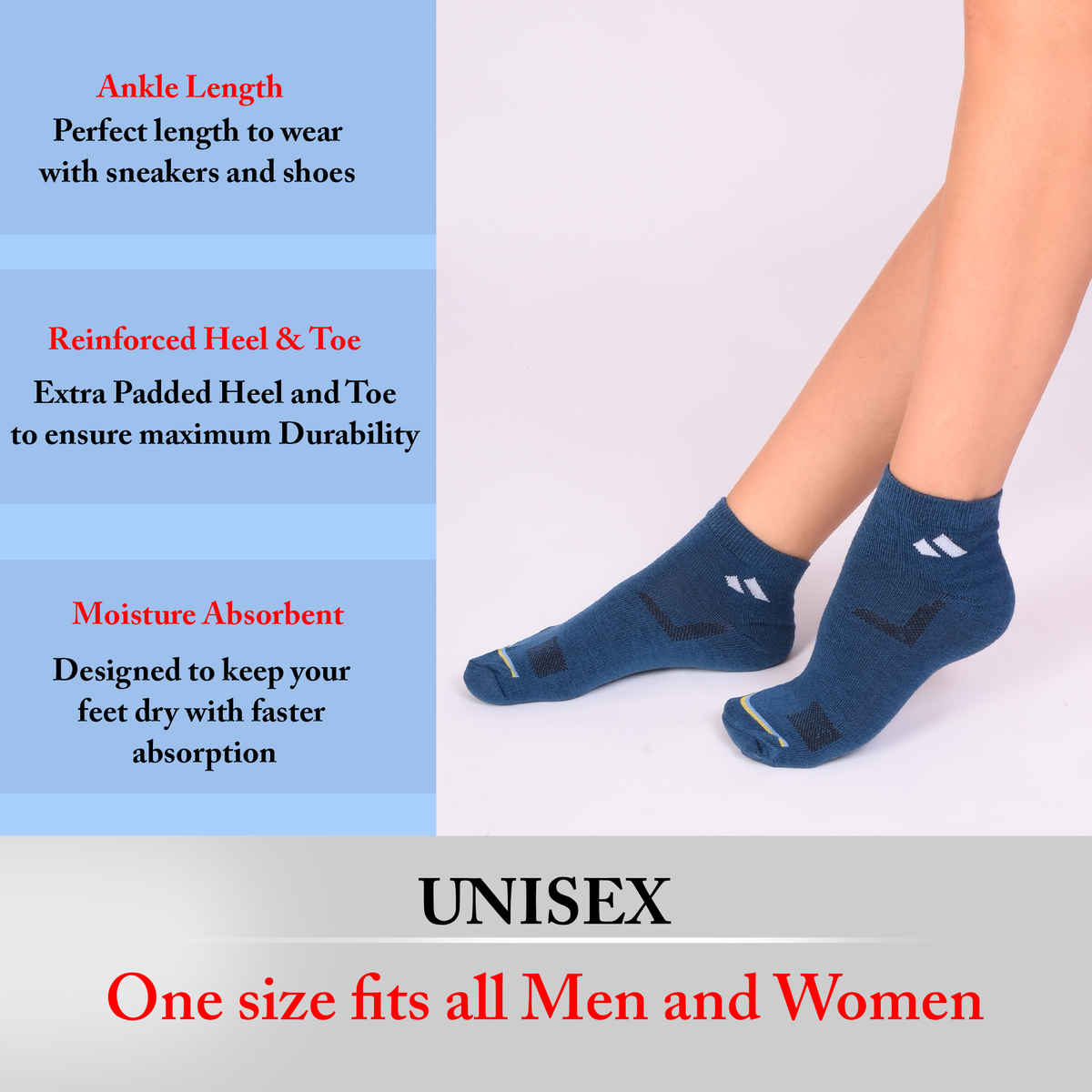 Sjeware Unisex Solid Cotton Ankle Length Socks | PN-BWBK | Multicolour