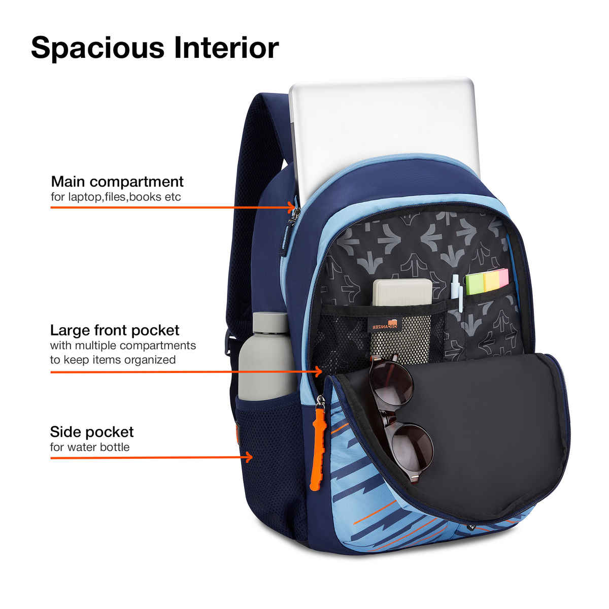 Nasher Miles Backpack for Unisex | Laptop Backpack | Casual Geography | Blue - 31L