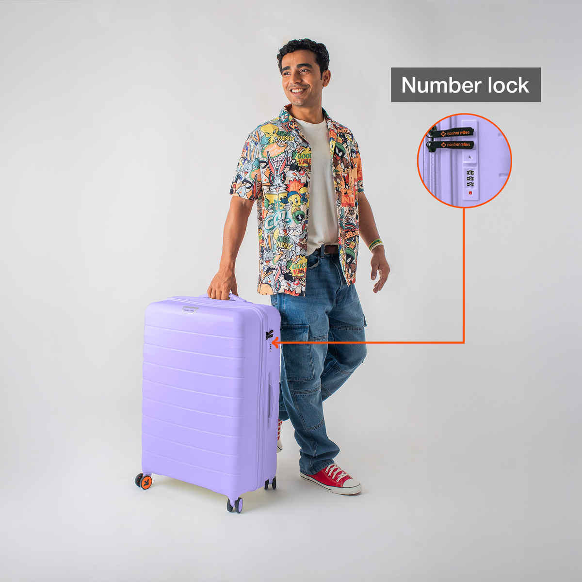 Nasher Miles Vienna Check-In Hard Sided Polypropylene 24 Inch|65 cm Trolley Bag - Purple