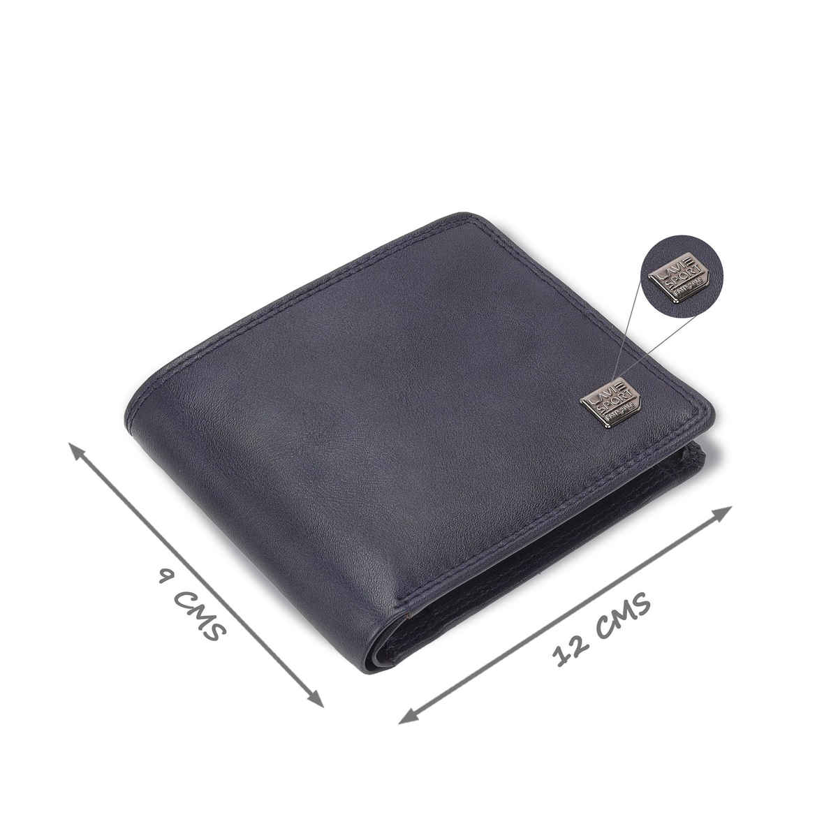 Lavie Sport Men's Solid Faux Leather Bi-Fold Wallet | Navy | (12 x 1.6 x 9 cm)