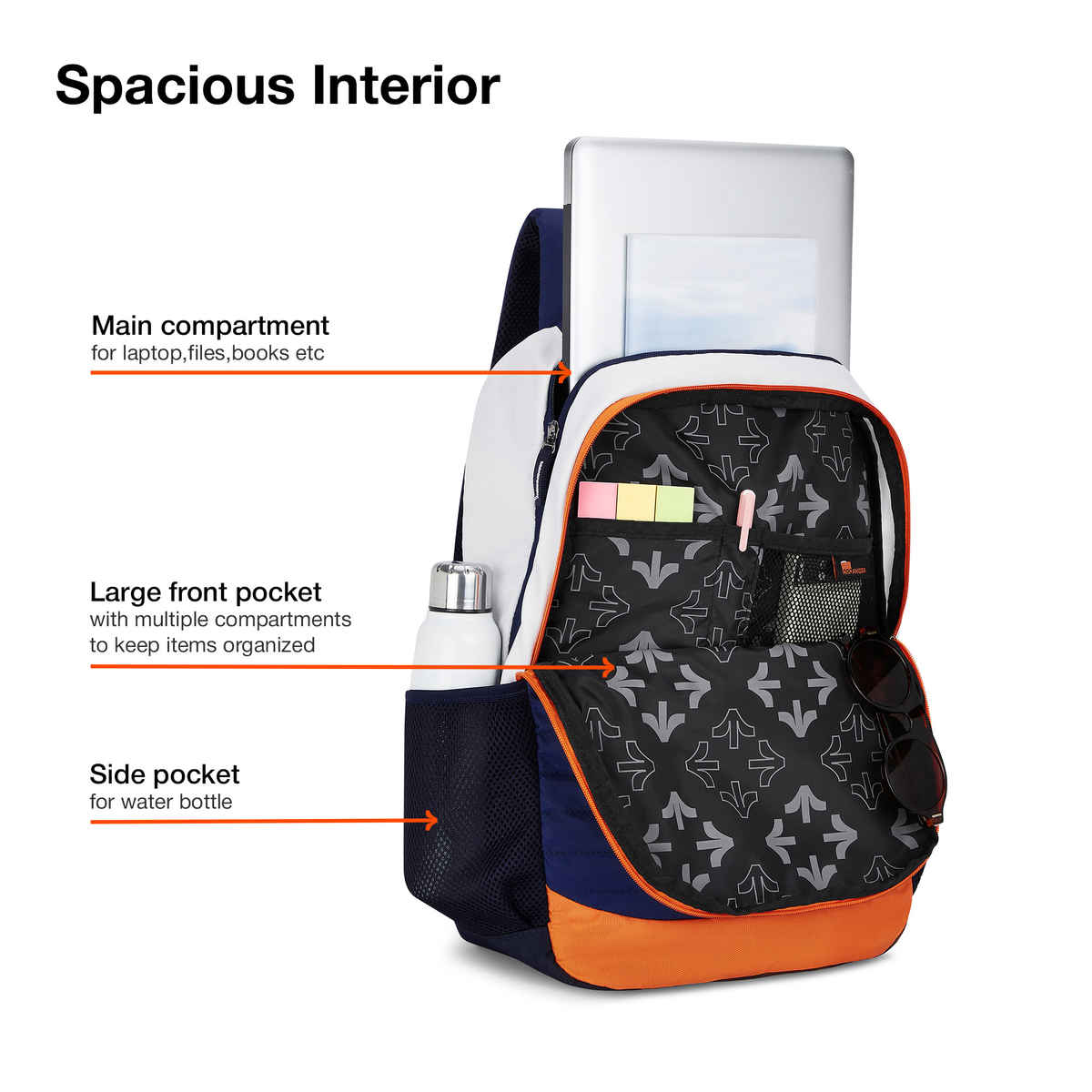 Nasher Miles Backpack for Unisex | Laptop Backpack | Casual Coding | White Blue - 31L