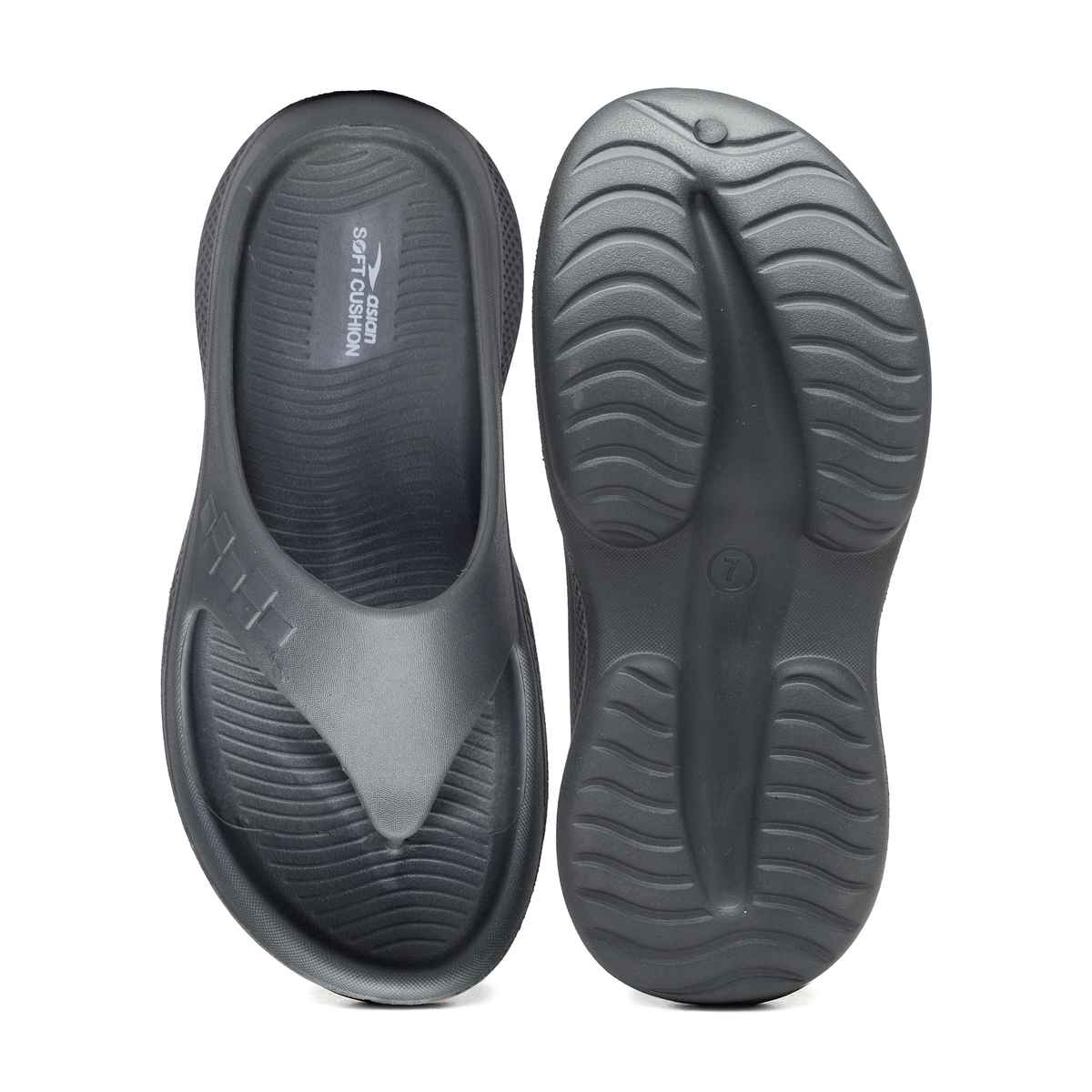 Asian Safari-01 Men Slippers Dark-Grey (Size-7)