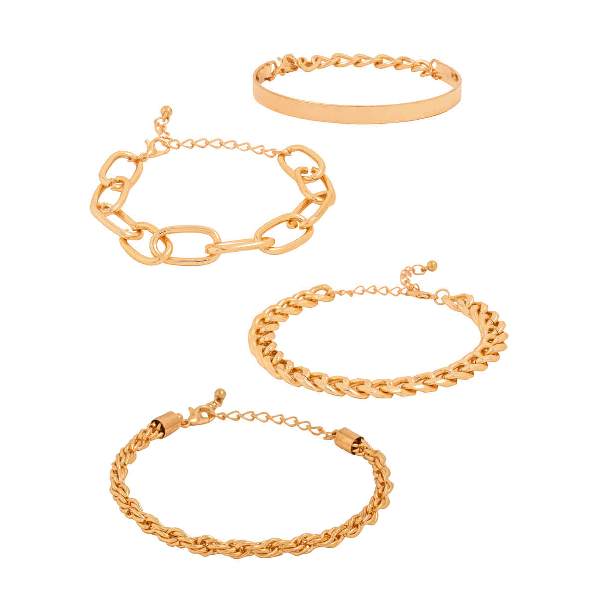 Yellow Chimes Women Set Of 4 Combo Multilayer Stack Style Chain Bracelets