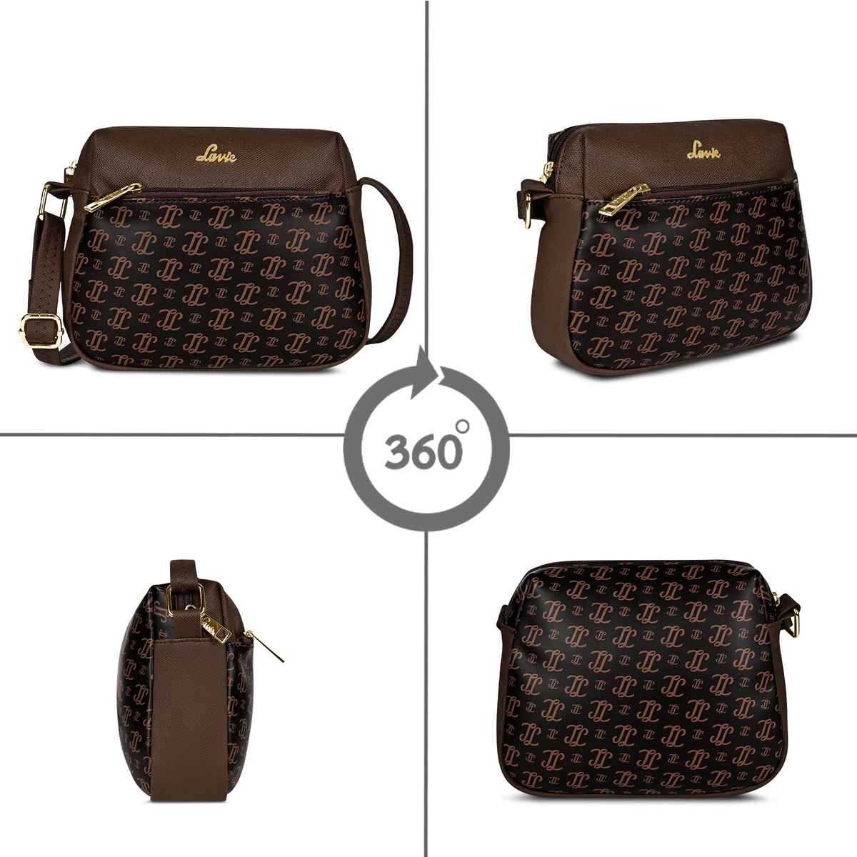 Lavie Women's Mono Ll Farah Crossbody Sling Bag | Ladies Purse Handbag | Brown