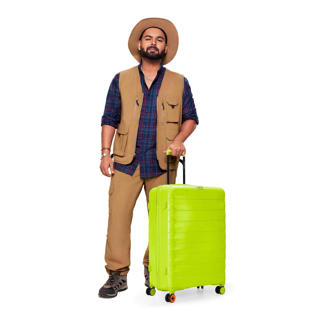Nasher Miles Vienna Check-In Hard Sided Polypropylene 24 Inch|65 cm Trolley Bag - Neon Lime