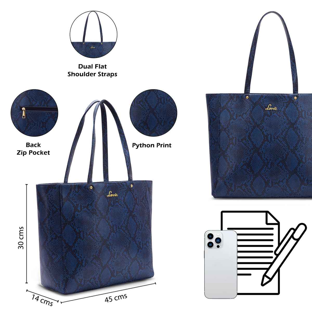 Lavie Women's Python Malgana Large Tote Handbag | Blue