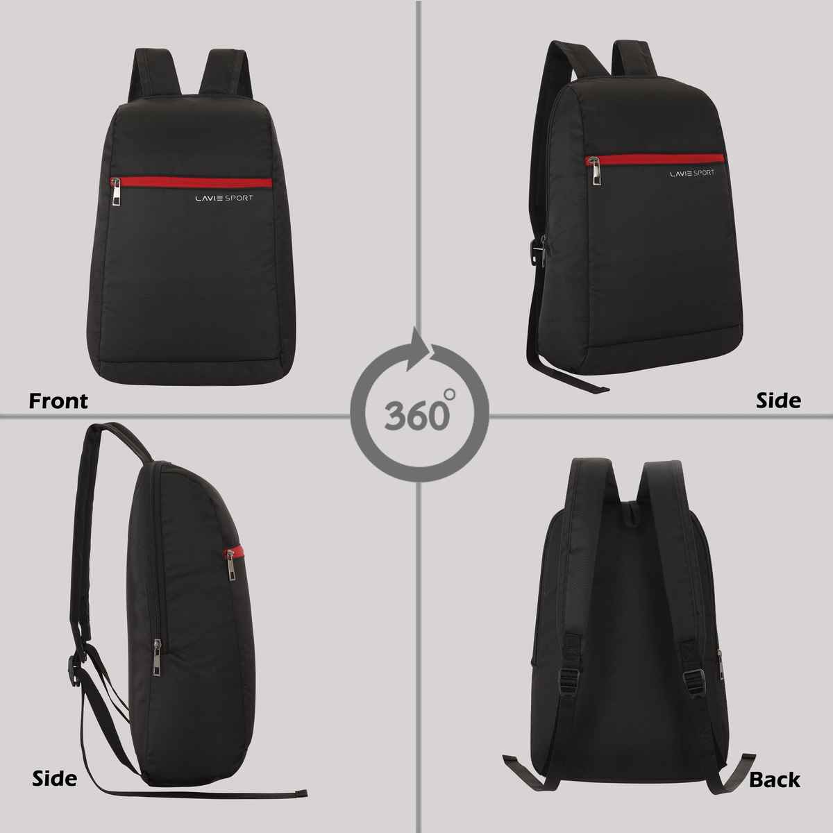 Lavie Sport Unisex Solid Polyester 11 L Top Handle Backpack | Black