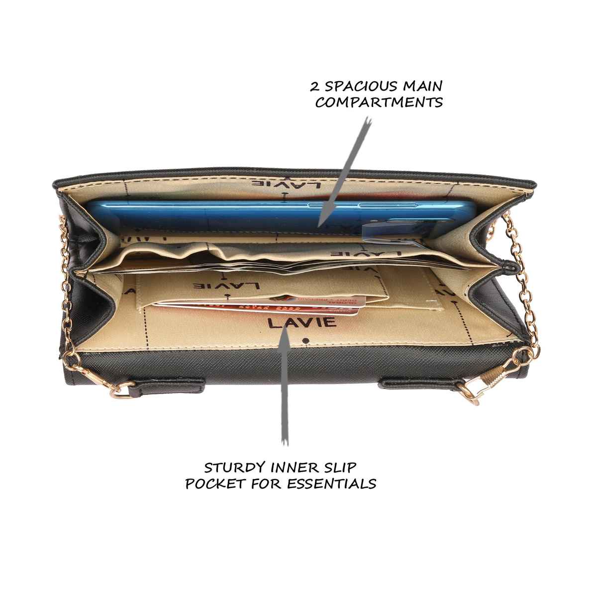 Lavie Women's Ava Foldover Clutch | Ladies Purse | Black