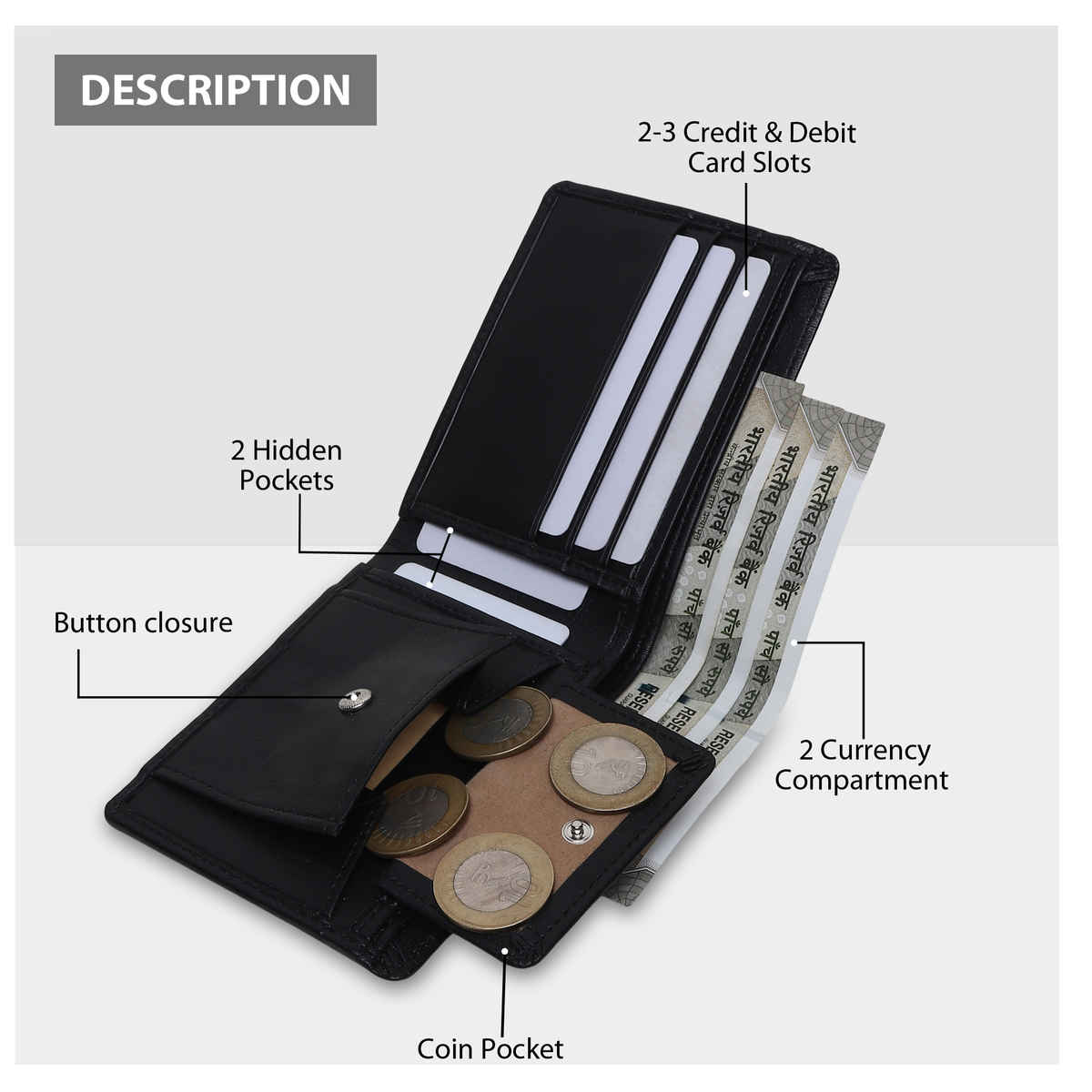 ZORO Men's Vegab Leather Belt & Wallet Combo Fits up to 40 Waist