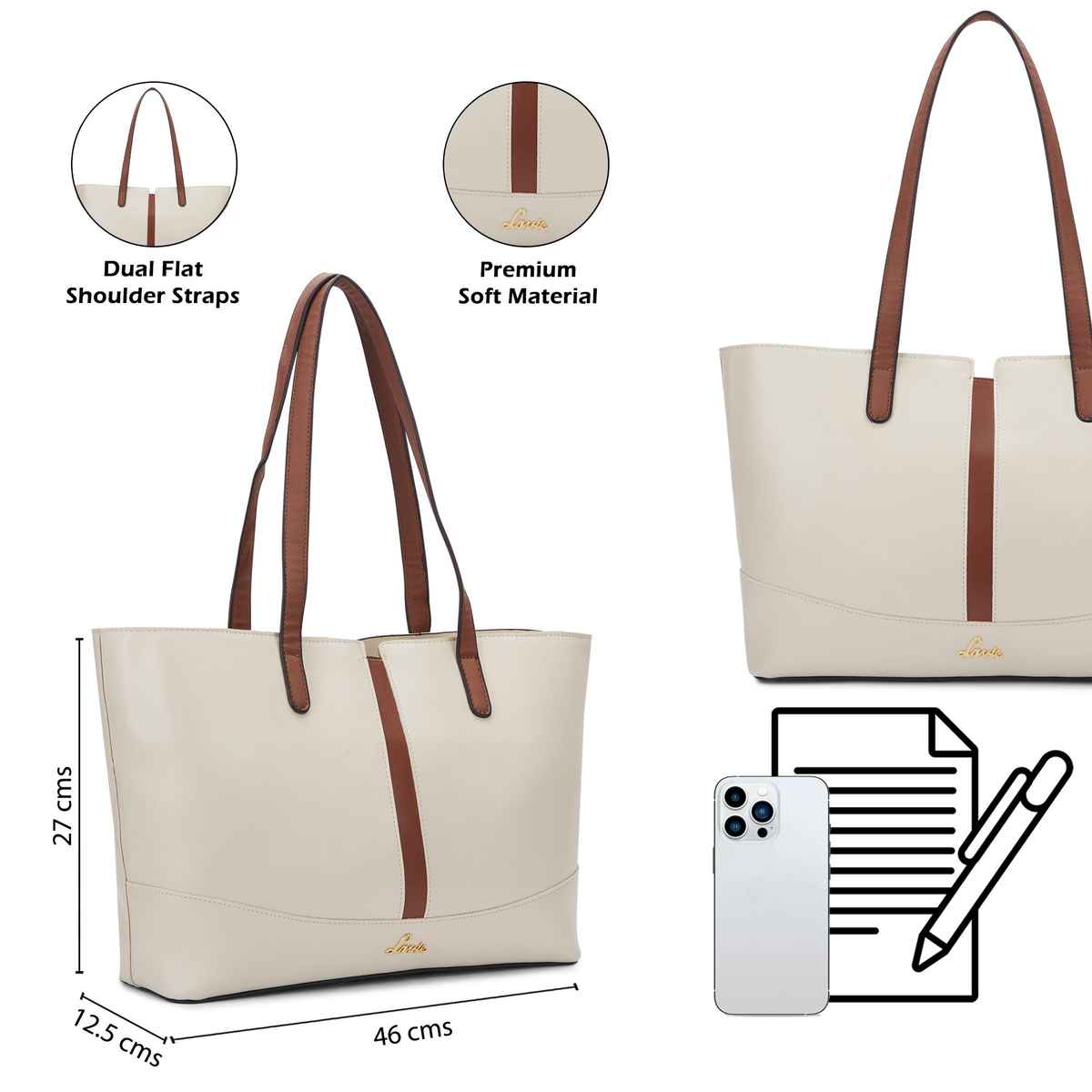 Lavie Women's Lyla Colourblock Tote Handbag | Ladies Purse | Shoulder Bag | Large | Off White