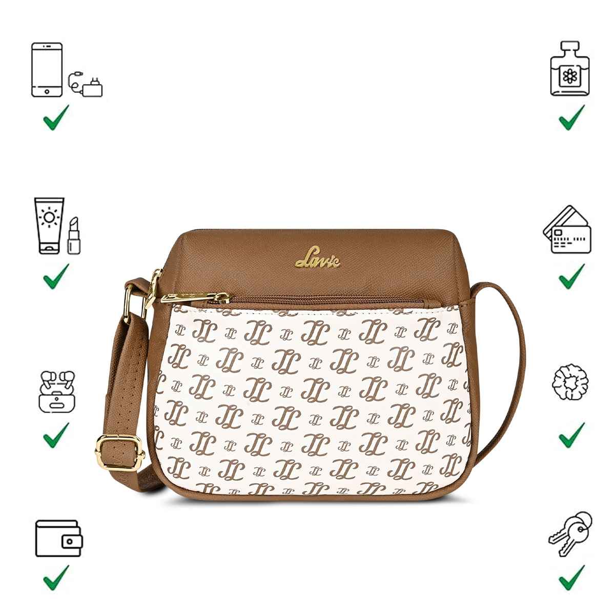 Lavie Women's Mono Ll Farah Crossbody Sling Bag | Ladies Purse Handbag | Off White