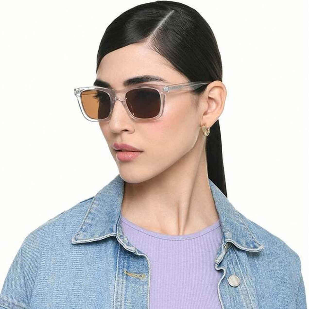 John Jacobs By Lenskart Unisex Solid Acetate Wayfarer Sunglasses | Transparent - Extra Wide