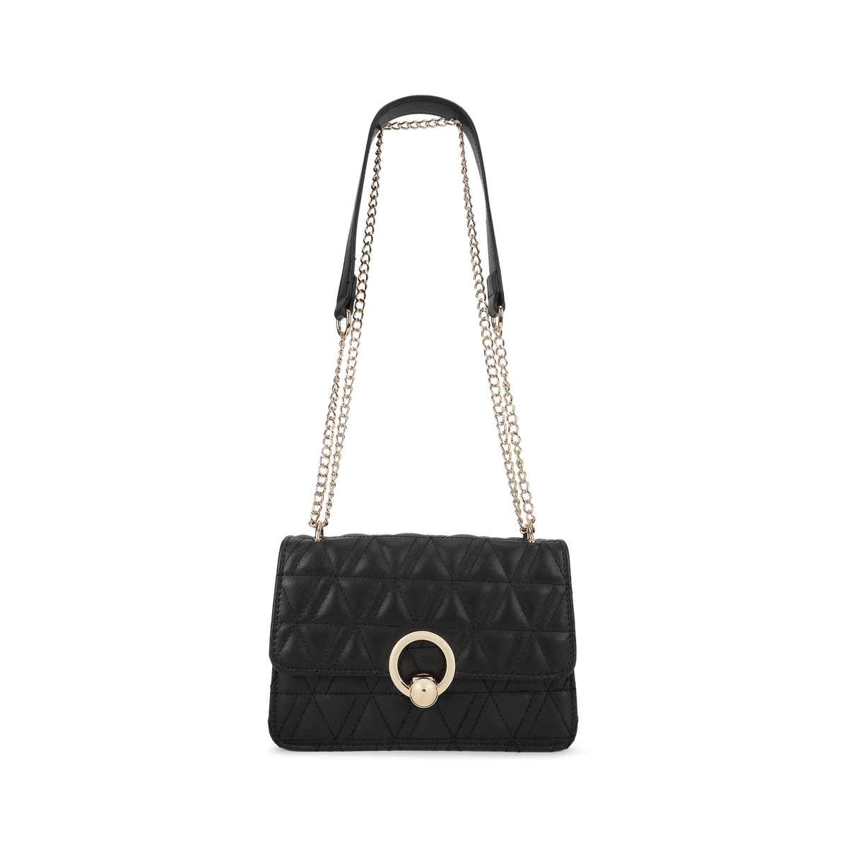 Fastrack Quilted Structured Sling Bag for Women | Black