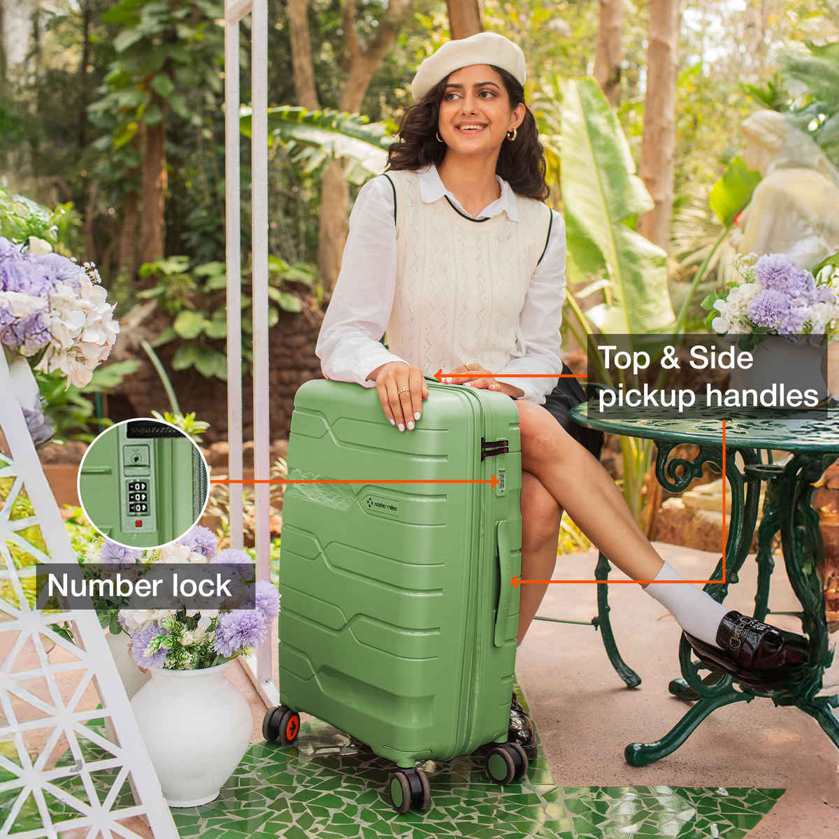 Nasher Miles Paris Check-In Hard Sided Polypropylene- 24 Inch - 65 cm Trolley Bag- Avacado Green